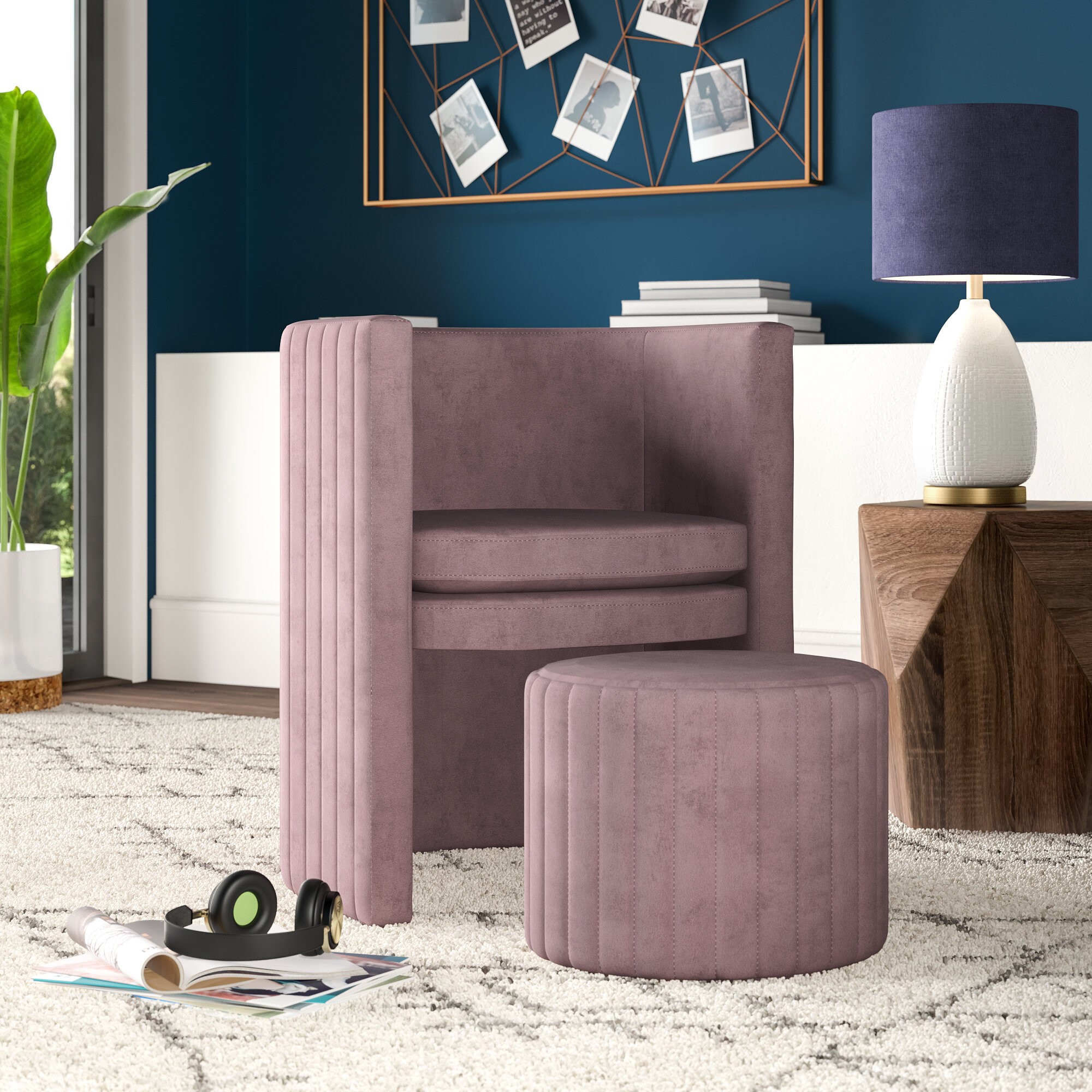 Malek 20.5" Barrel Chair and Ottoman