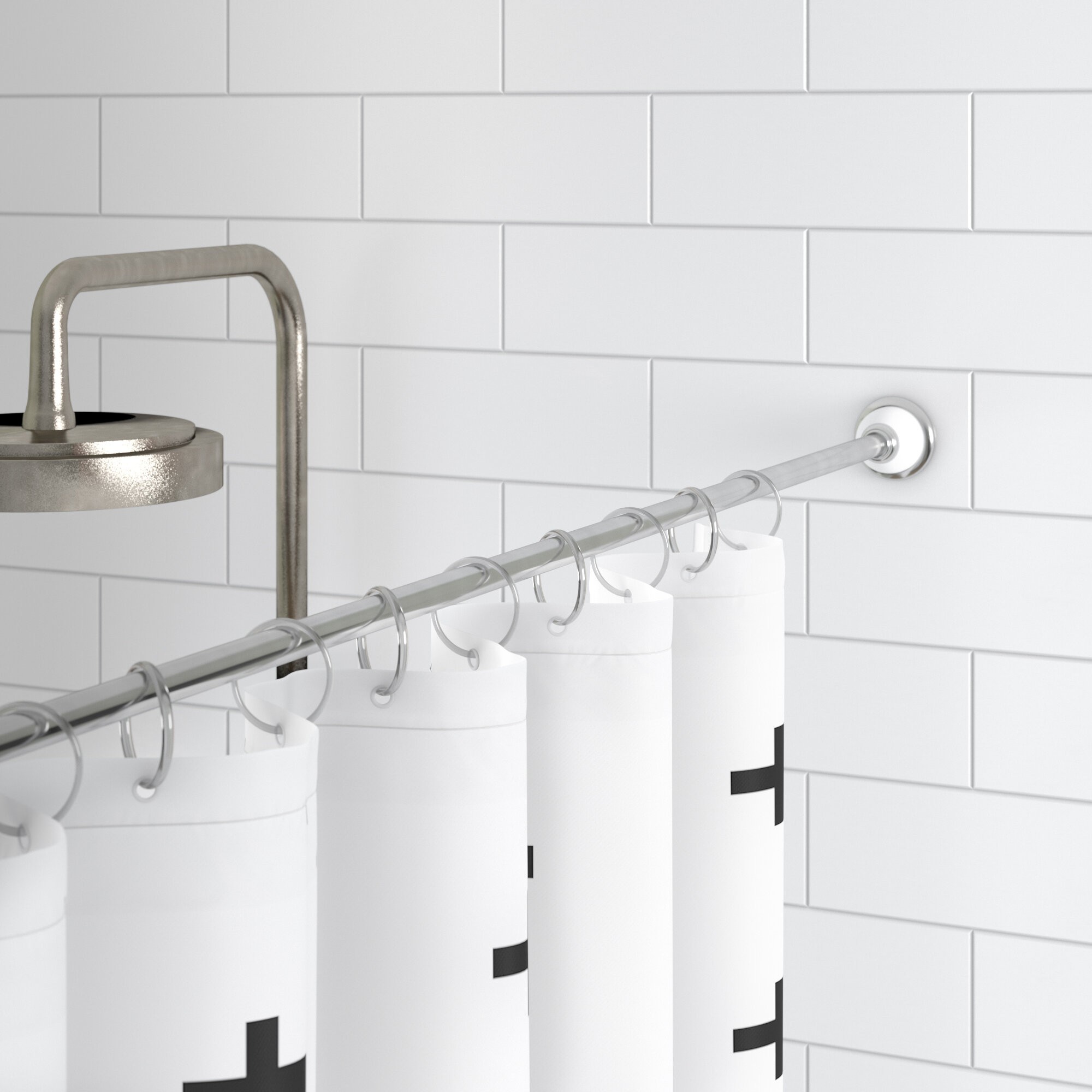 Norris 87" Adjustable Straight Tension Shower Curtain Rod
