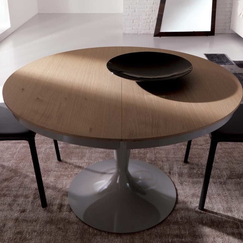 Oak and Metal Extendable Dining Table