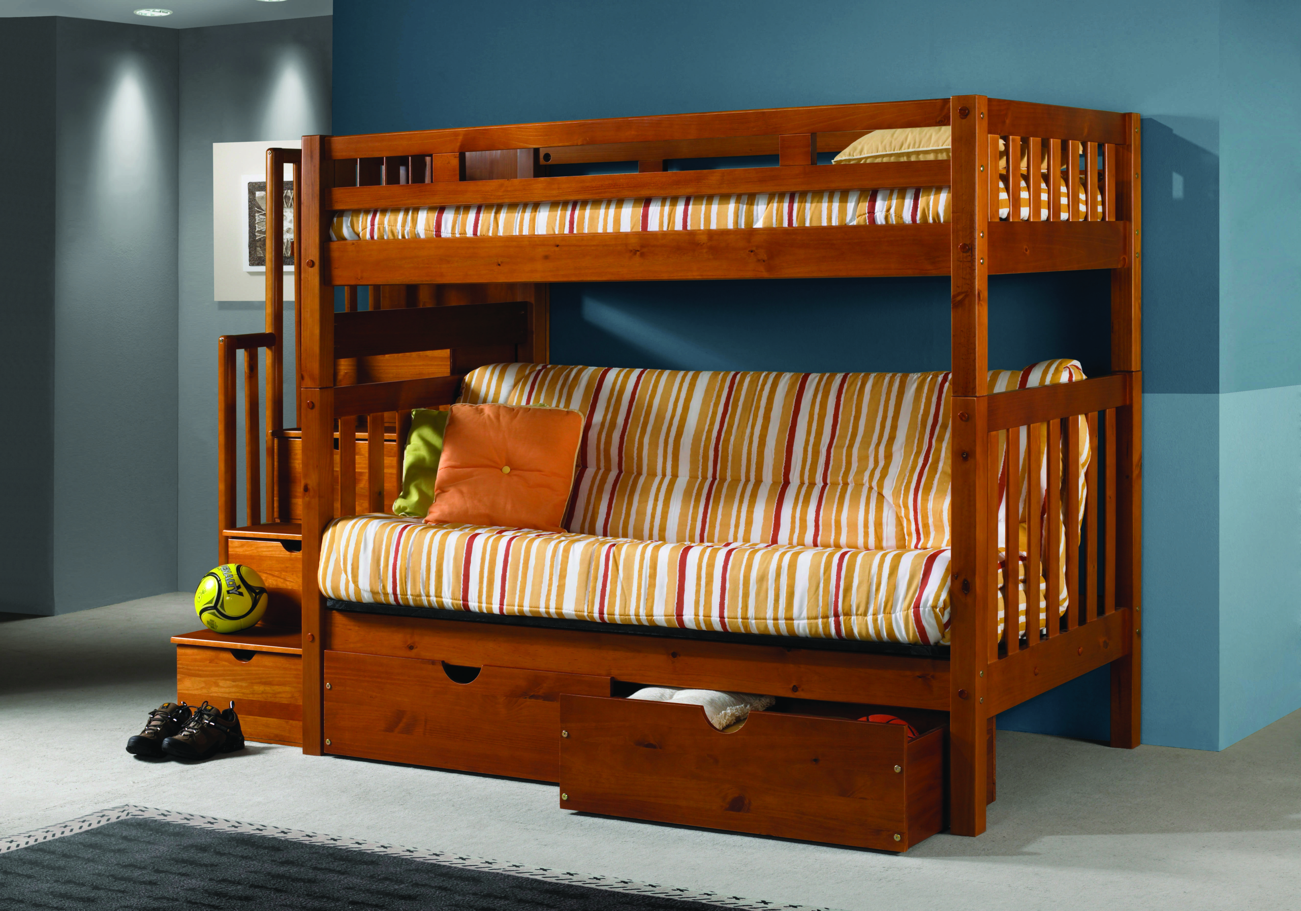 Old Fashioned Stairway Loft Bunk Bed With Storage Drawers