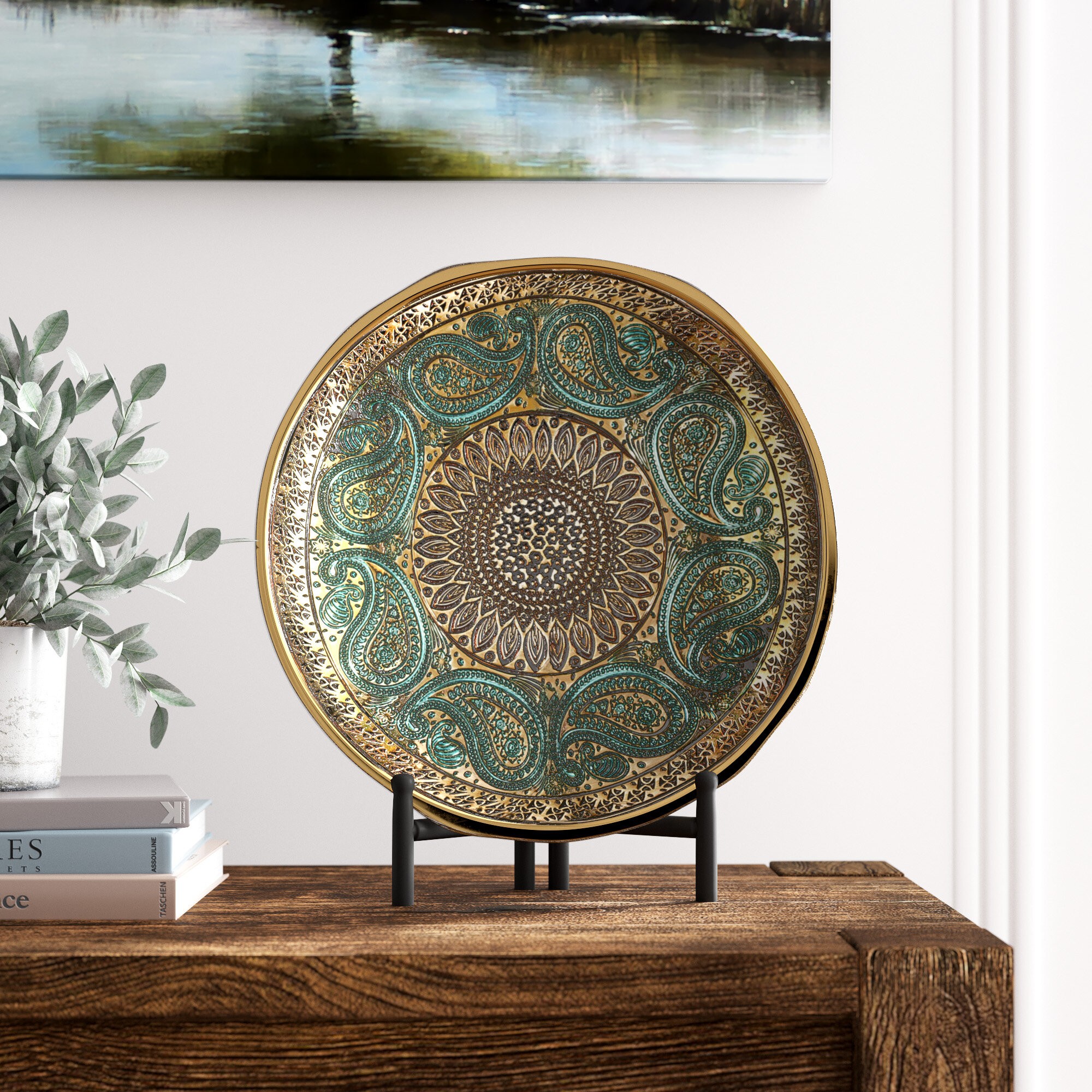 Paisley Round Glass Decorative Bowl