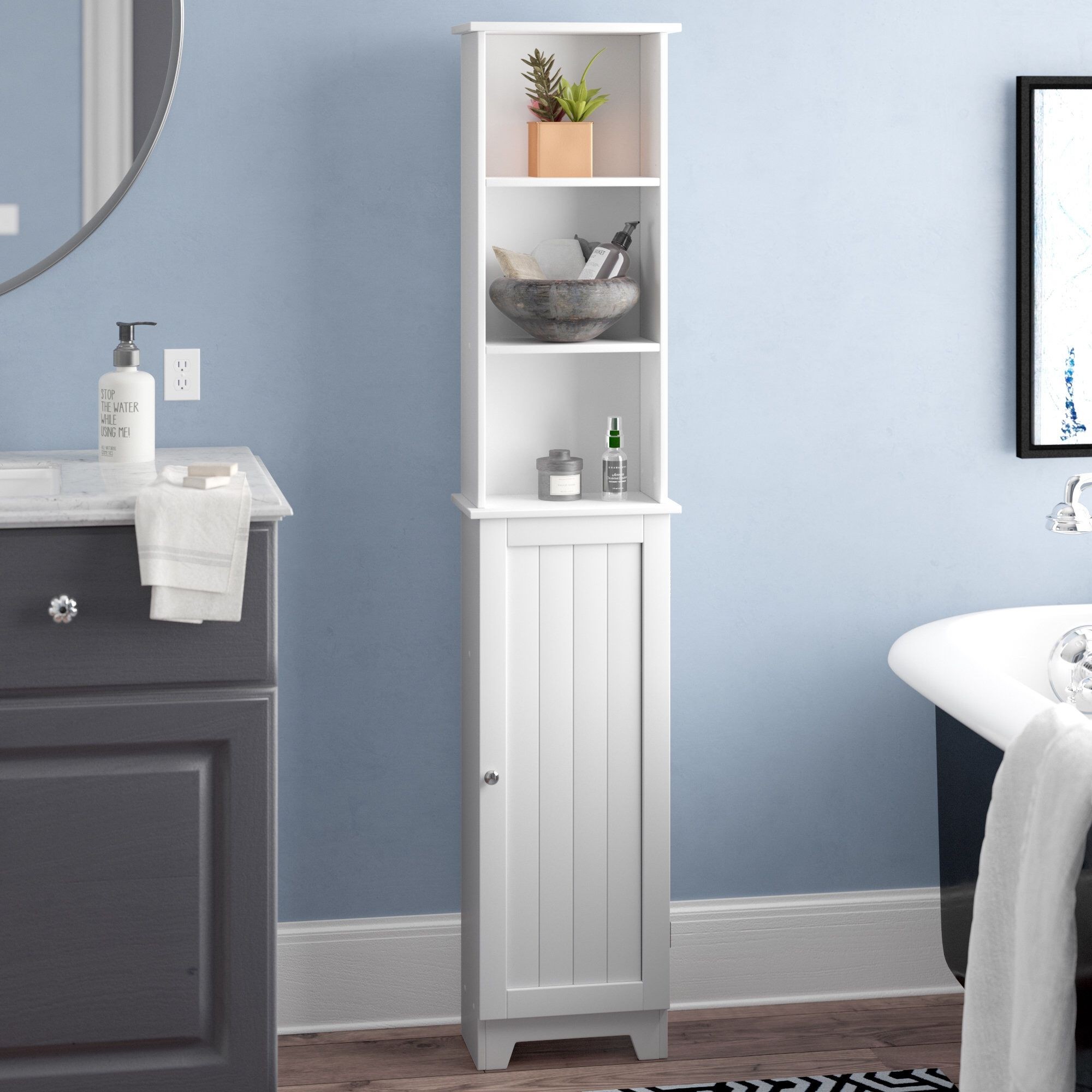 Ponte 13.38" W x 65" H x 8" D Linen Cabinet