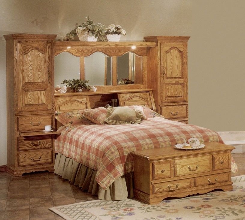 Red Oak Wood Bookcase Headboard
