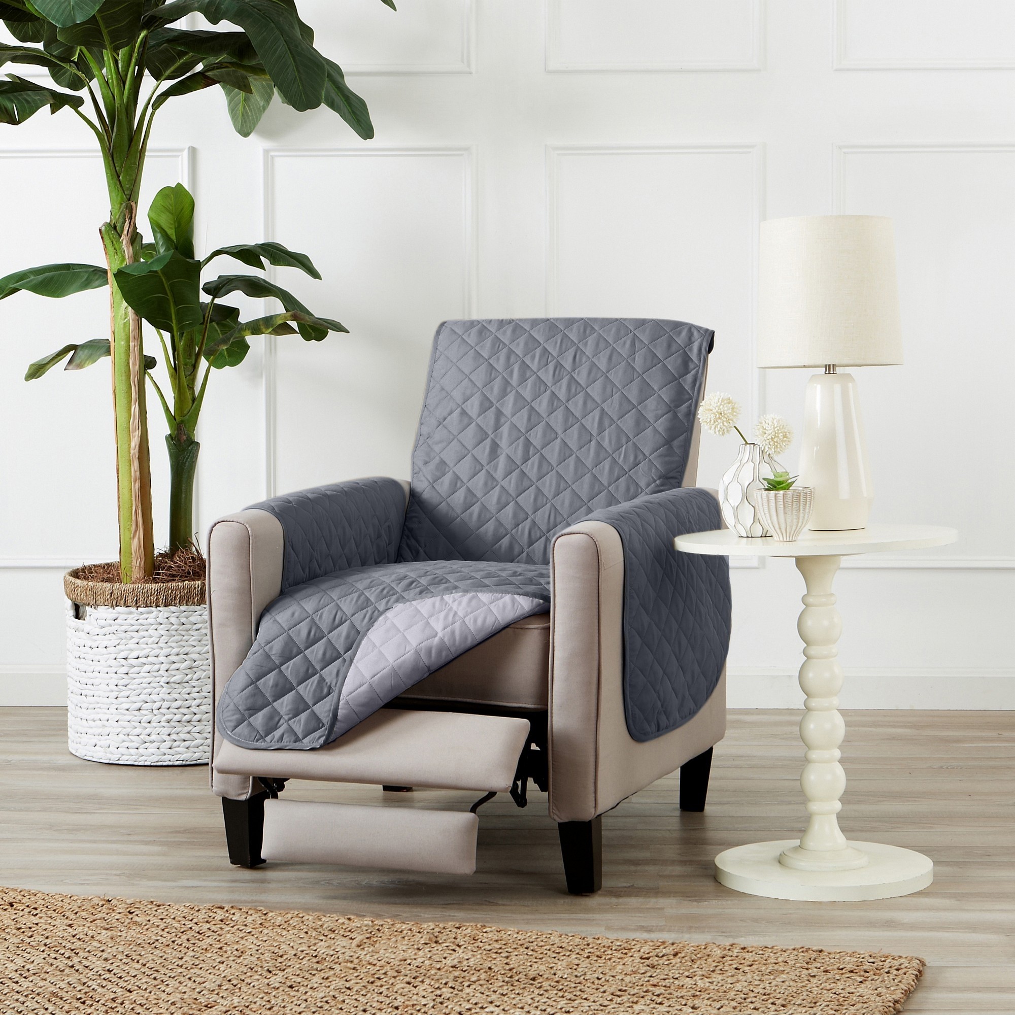 Reversible Quilted Box Cushion Recliner Slipcover