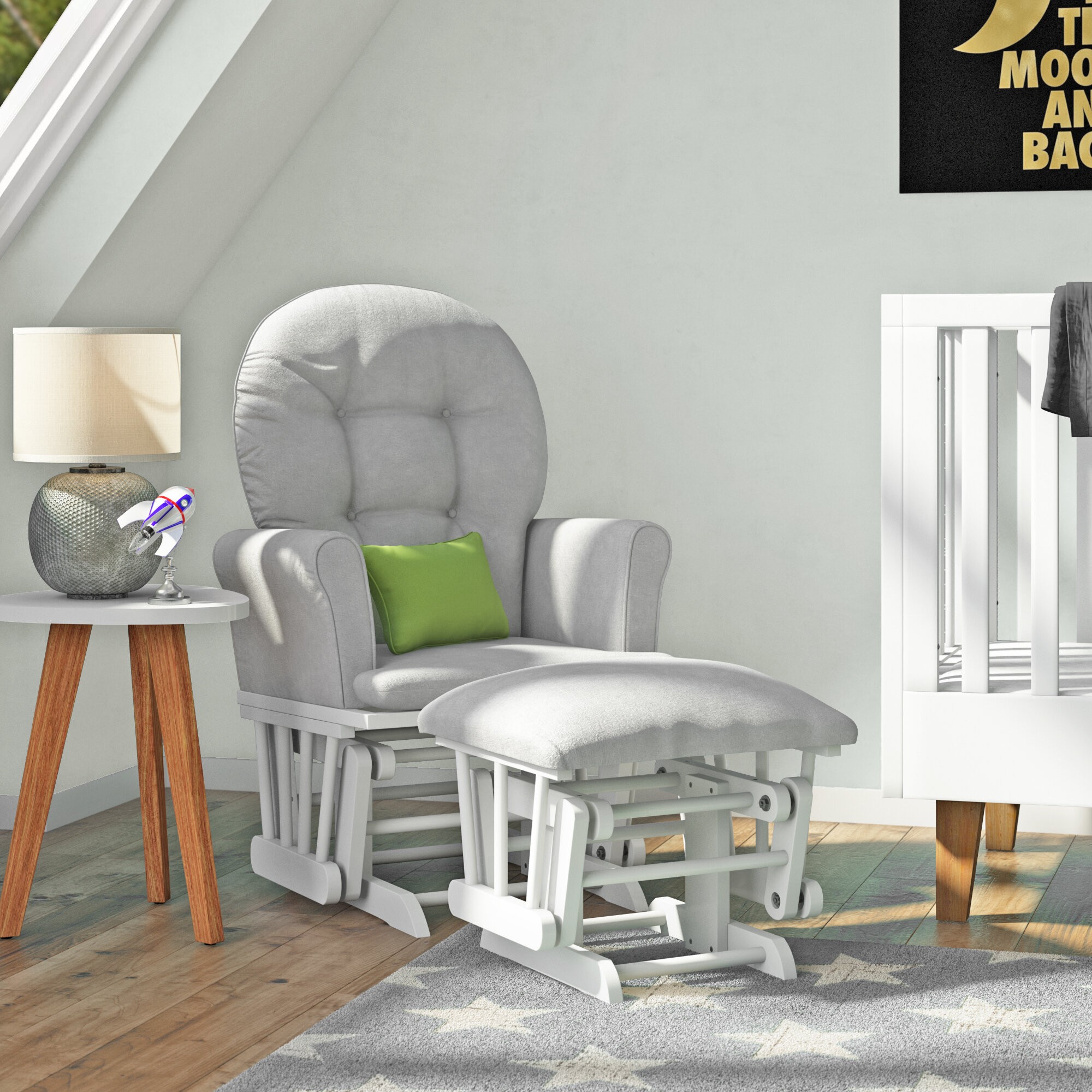 Rossi Semi-Upholstered Glider and Ottoman