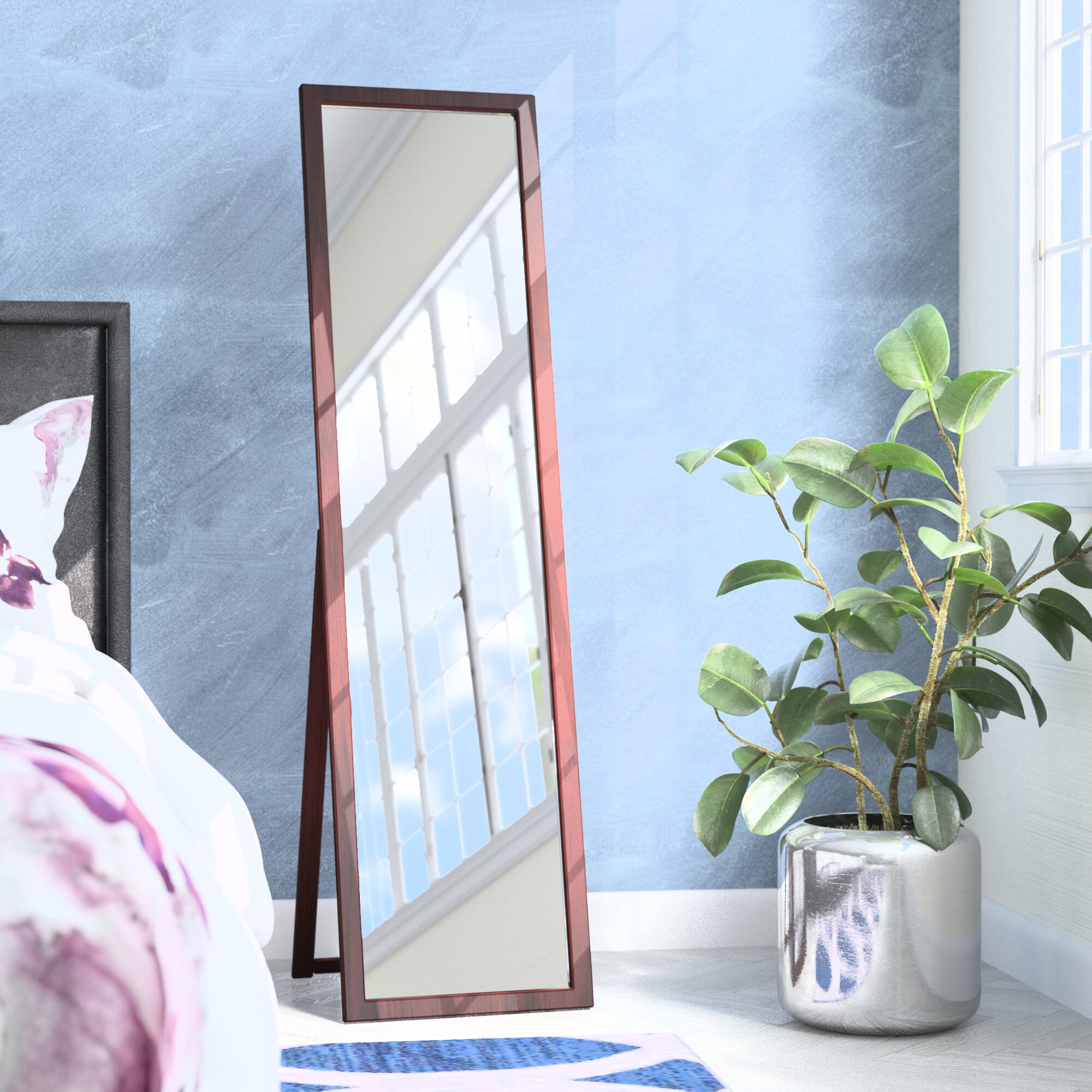 Solid Hardwood Full Length Rectangle Stand Mirror