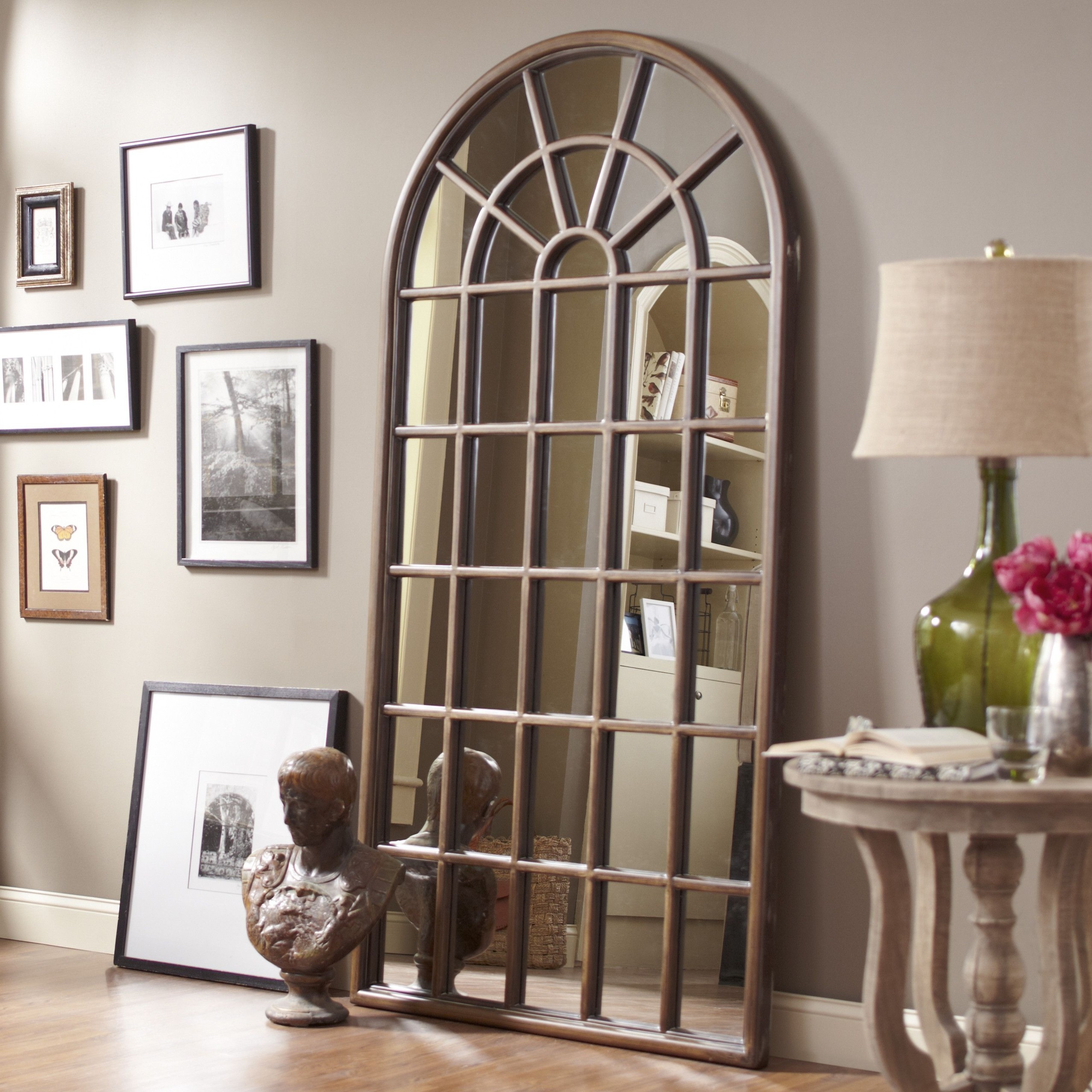Solid Wood Cathedral Floor Mirror