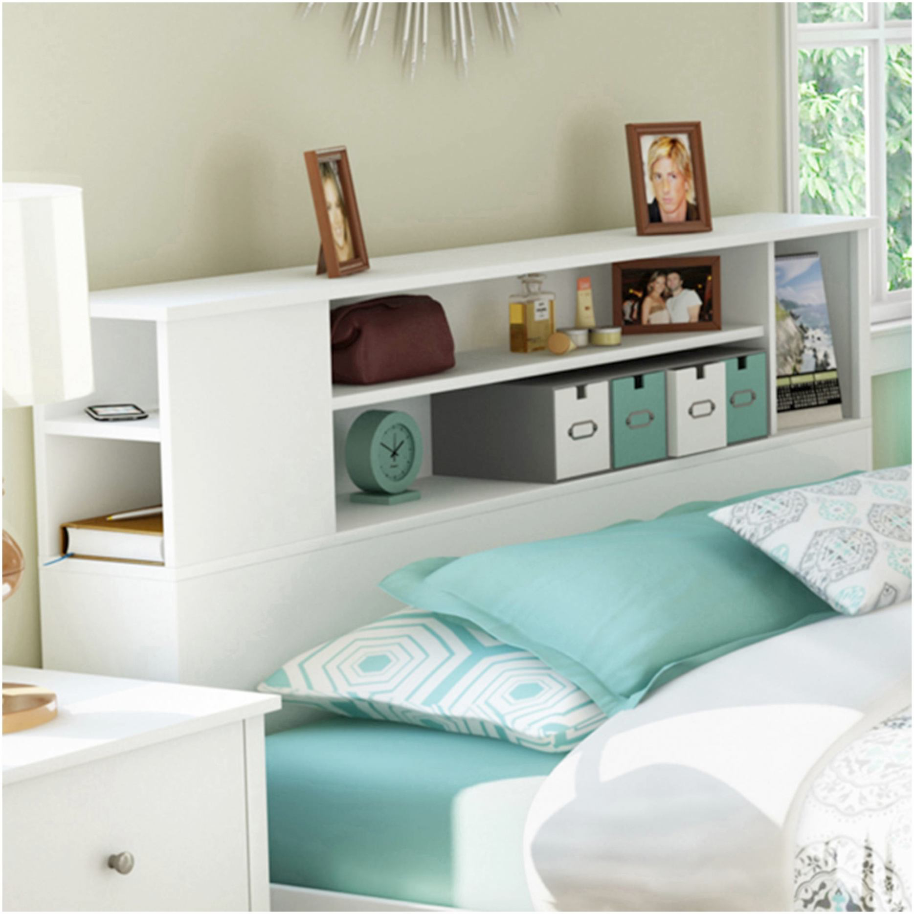 Streamlined Black Bookcase Headboard