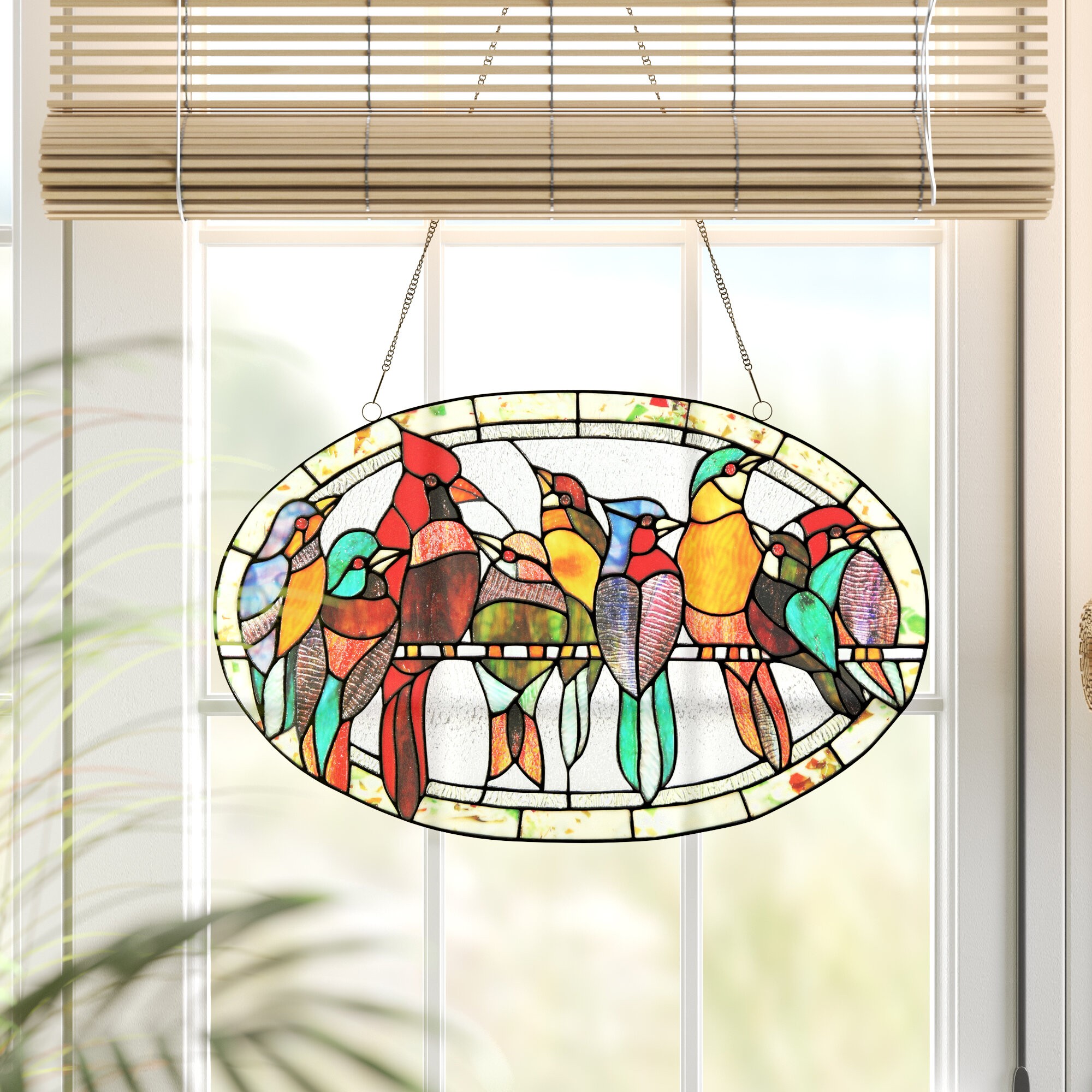 Tiffany Glass Oval Window Panel
