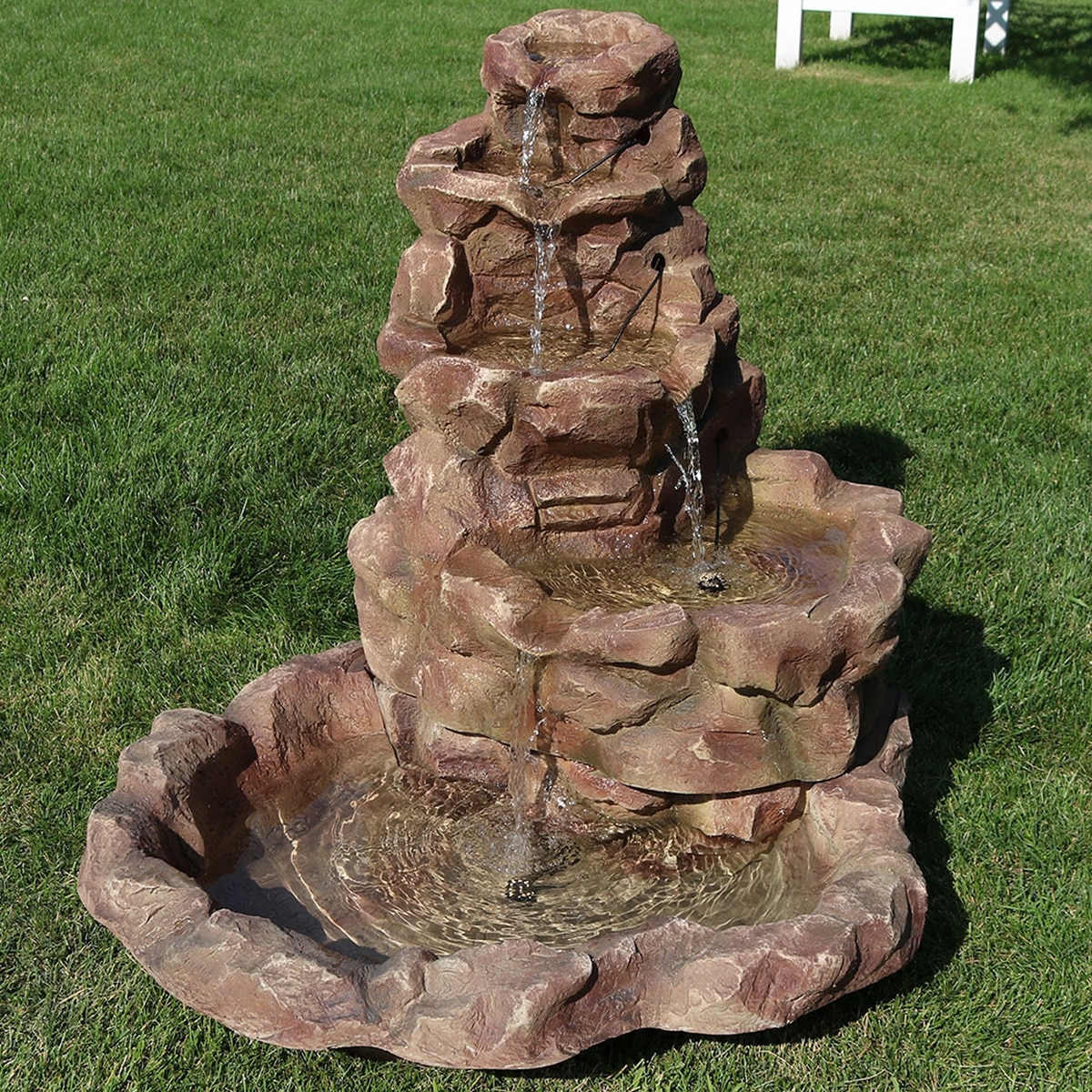 Villegas Fiberglass Lighted Stone Springs Outdoor Water Fountain