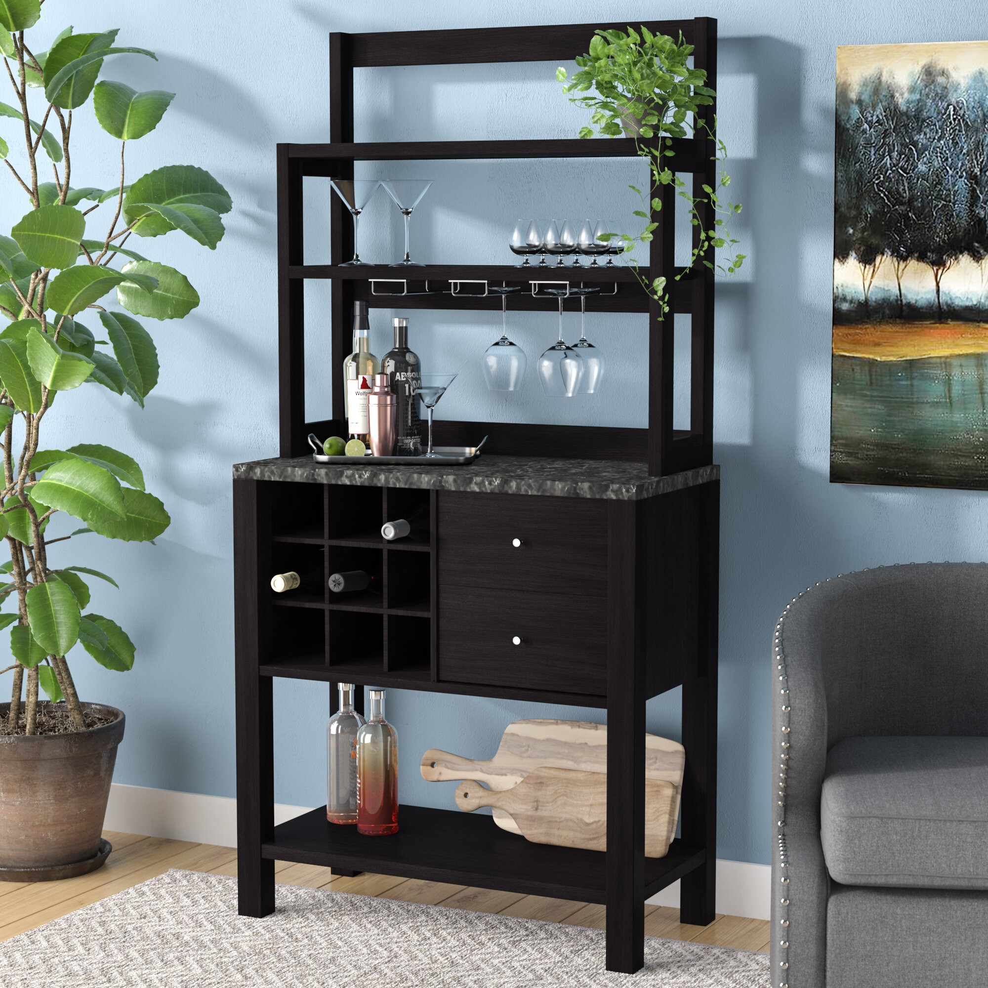 Wes Bar with Wine Storage