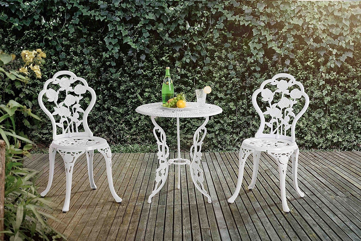 White Aluminum and Cast Iron 3-Piece Bistro Set