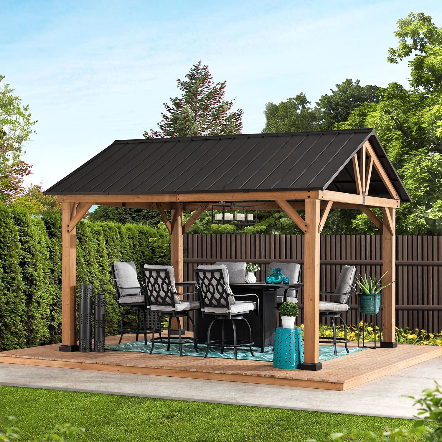 12 Ft. W x 10 Ft. D Solid Wood Patio Gazebo