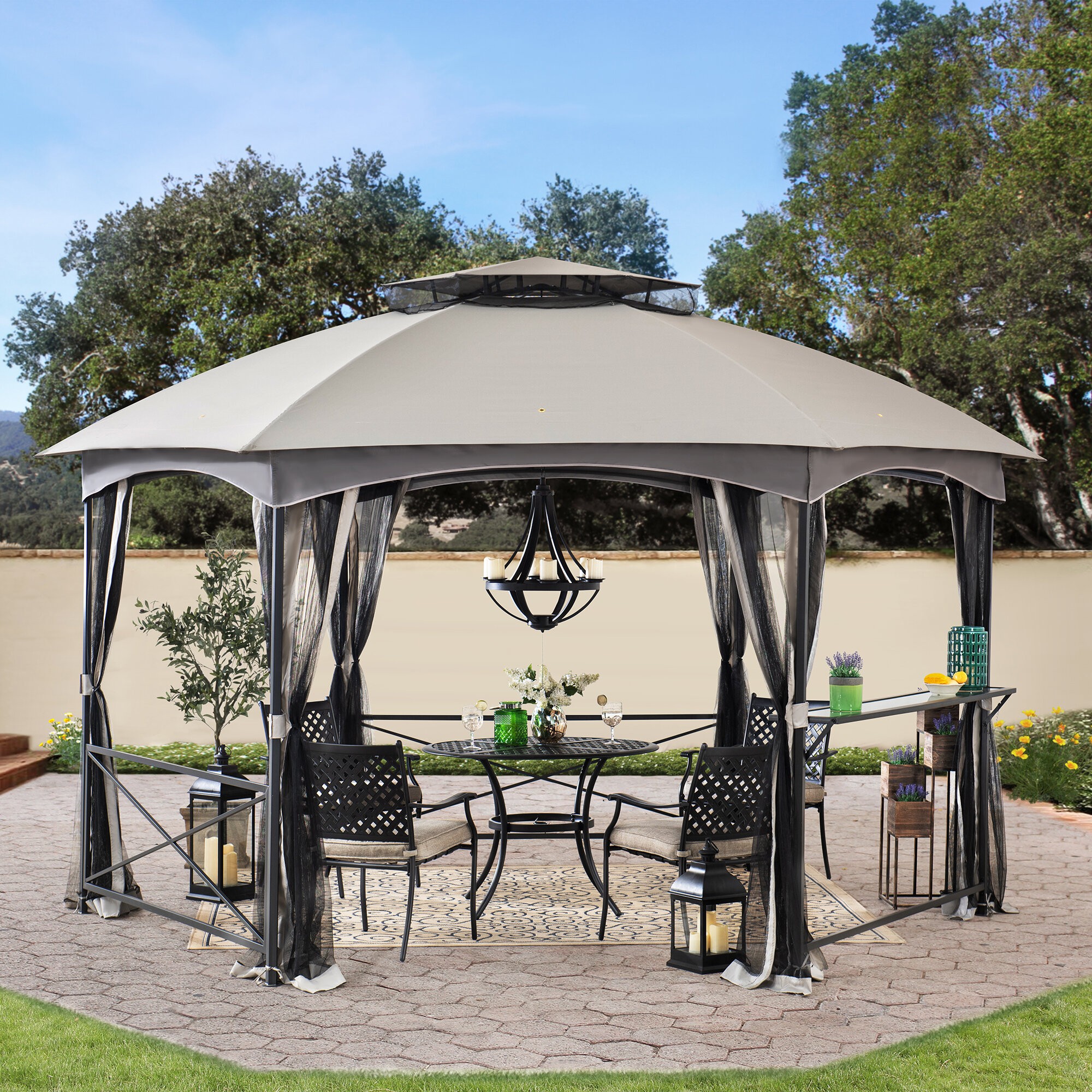 15 Ft. W x 11 Ft. D Steel Patio Gazebo