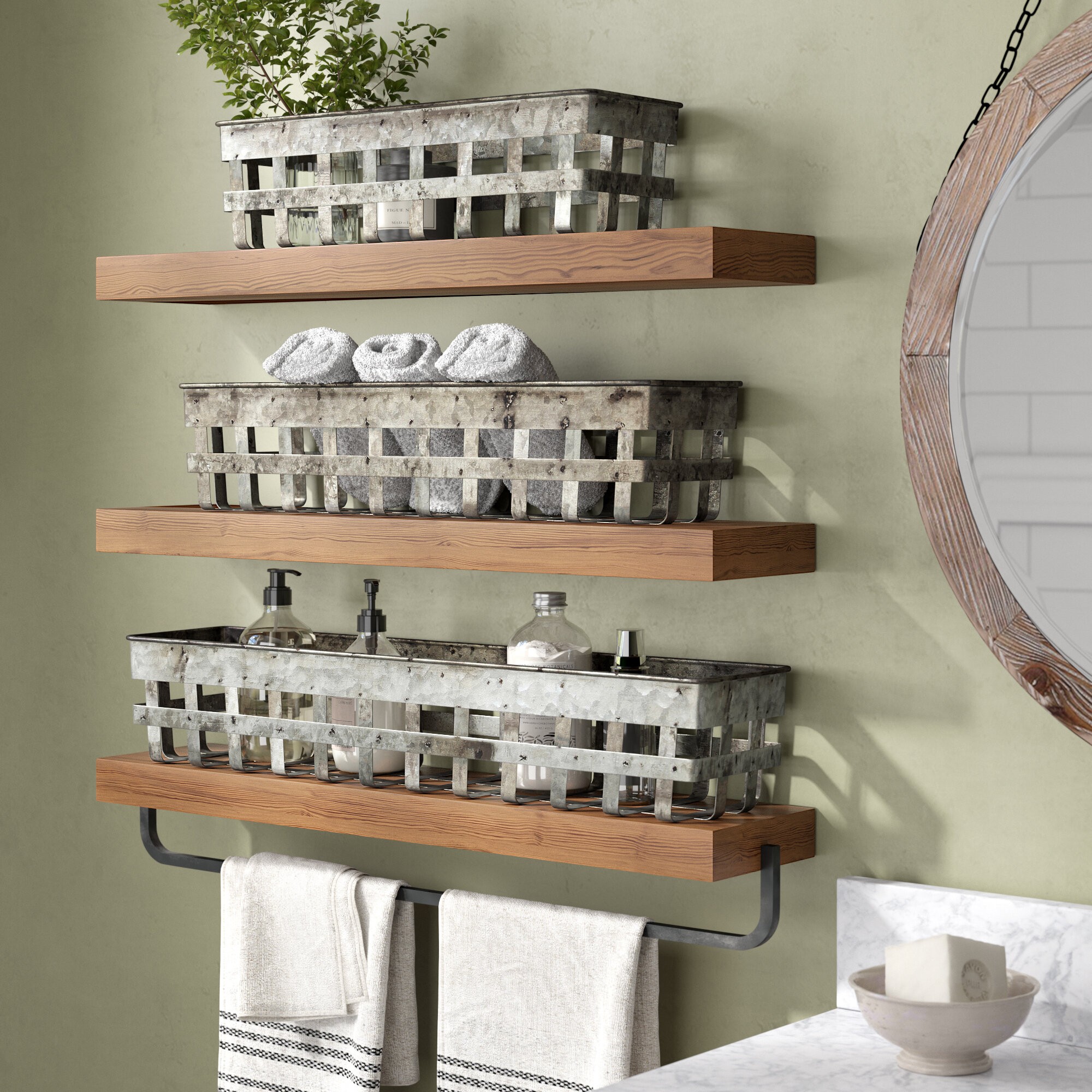 3 Piece Iron Open Weave Basket Set