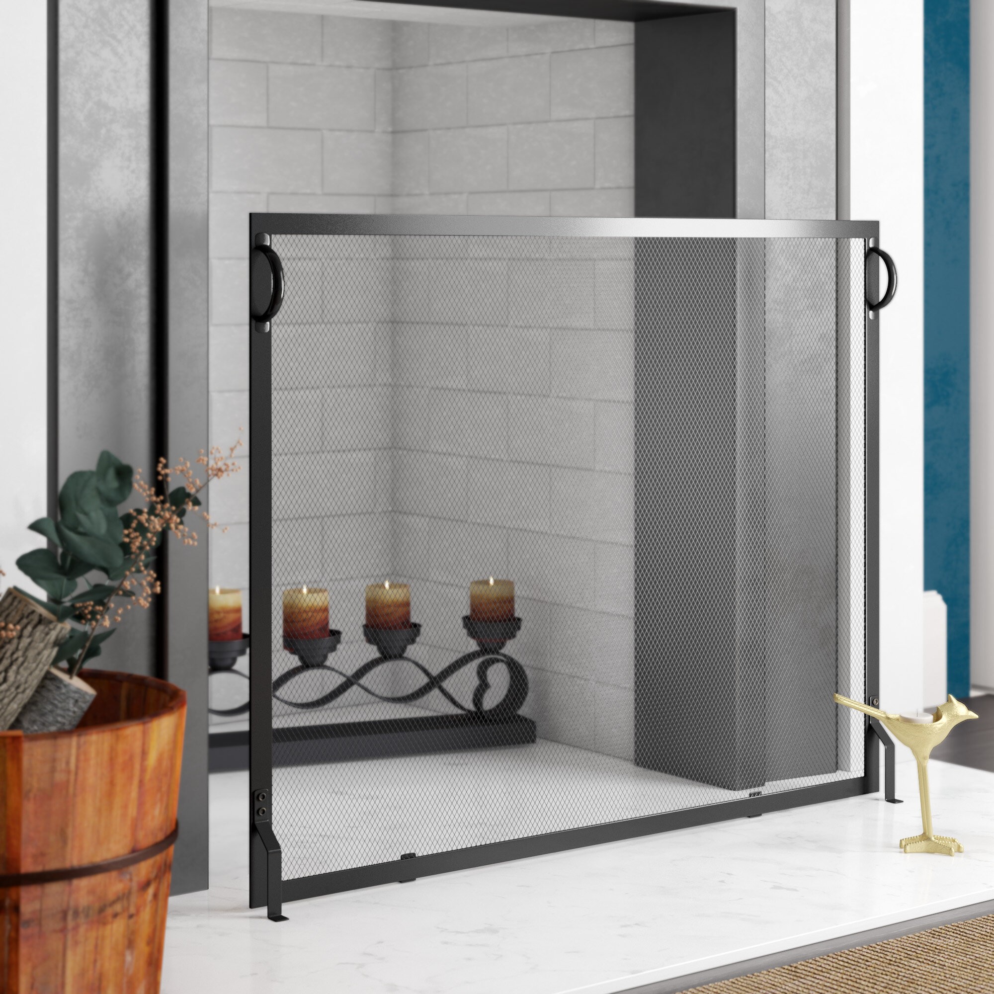 Anja Single Panel Iron Fireplace Screen