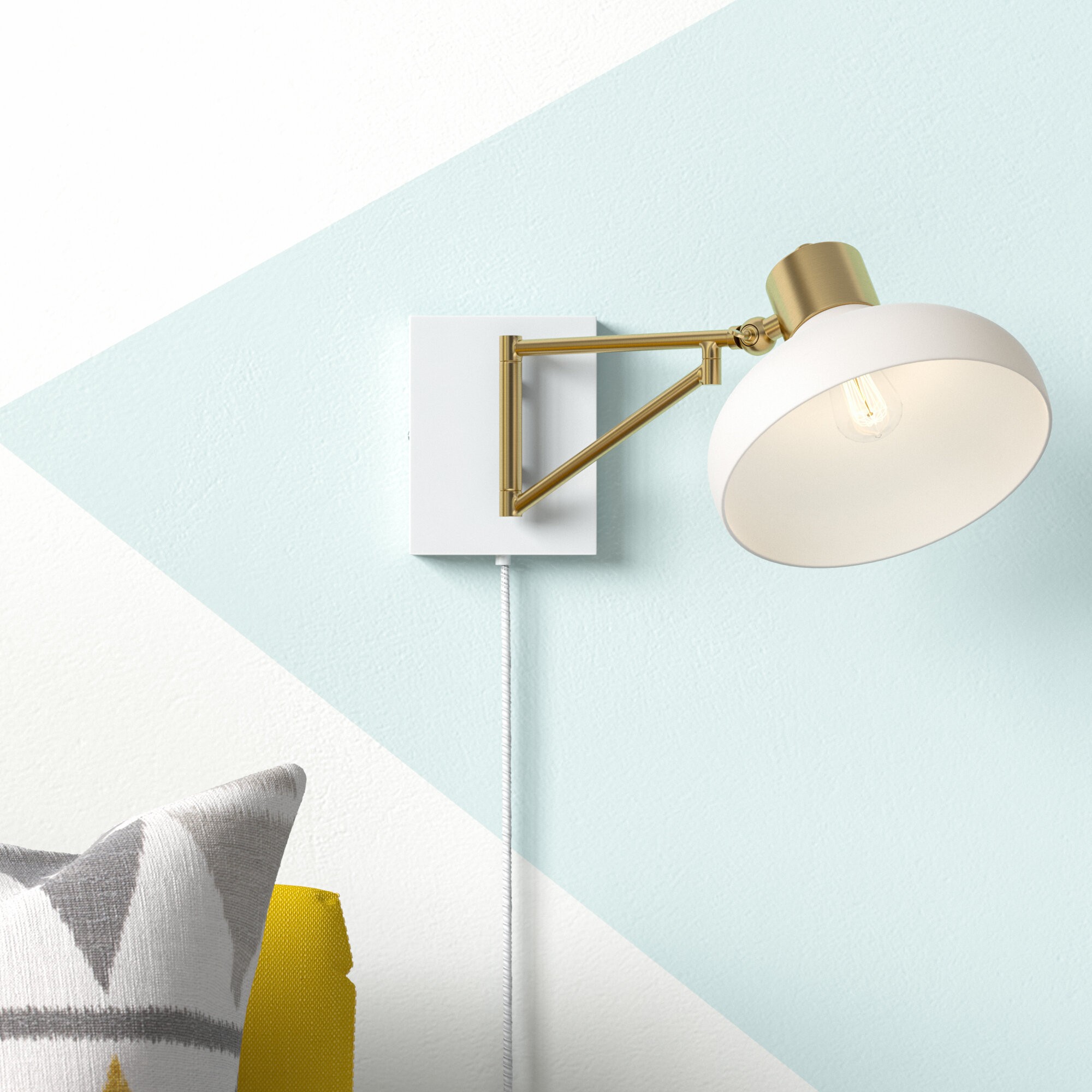 Arseni 1-Light Brushed Brass Swing Arm Lamp
