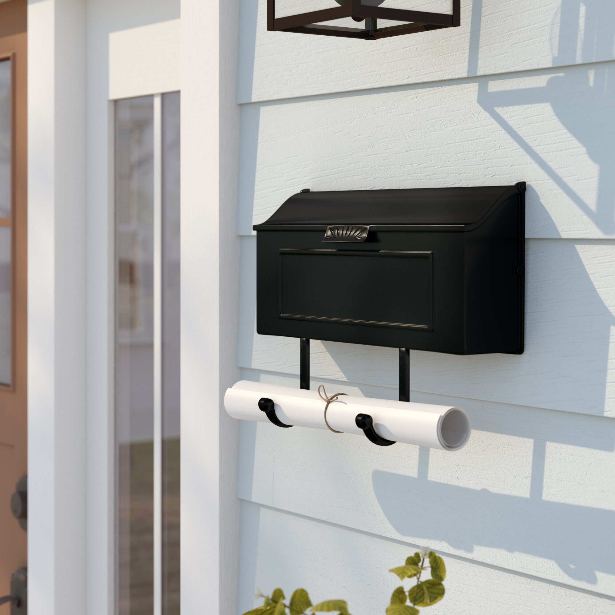 Black Cast Aluminium Wall Mounted Mailbox