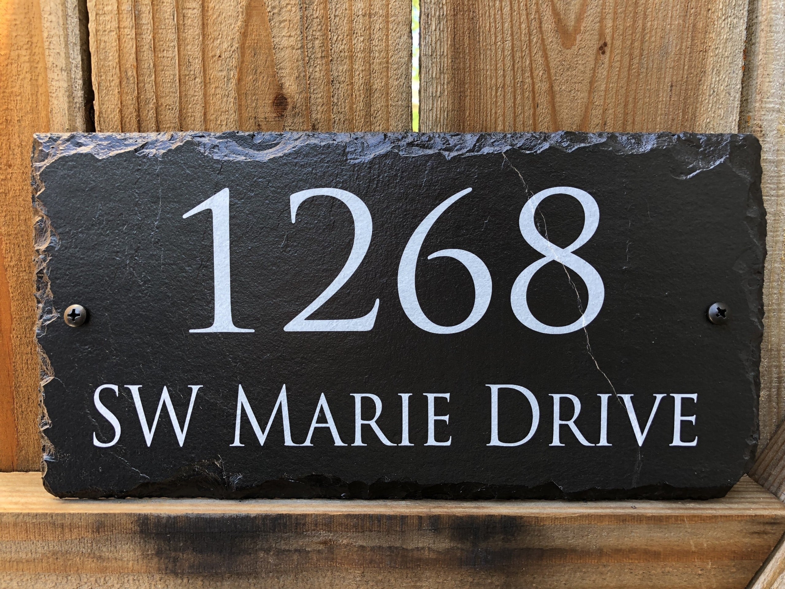 Black Slate Line Wall Address Plaque