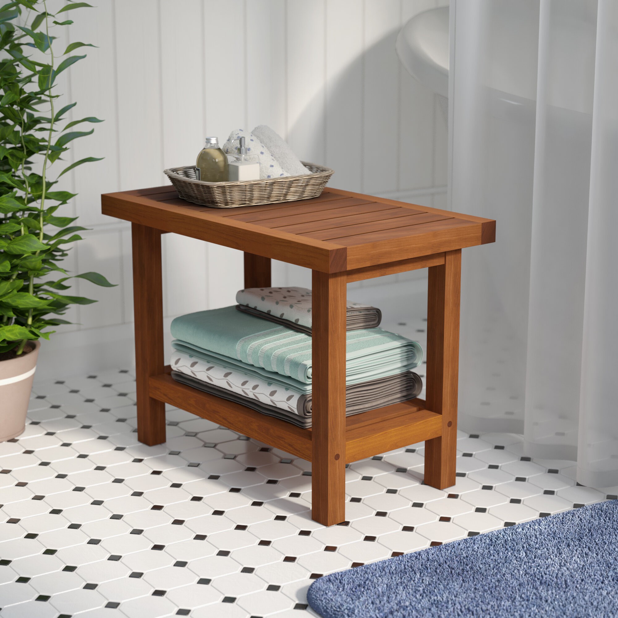 Blough 24" W Teak Shower Bench