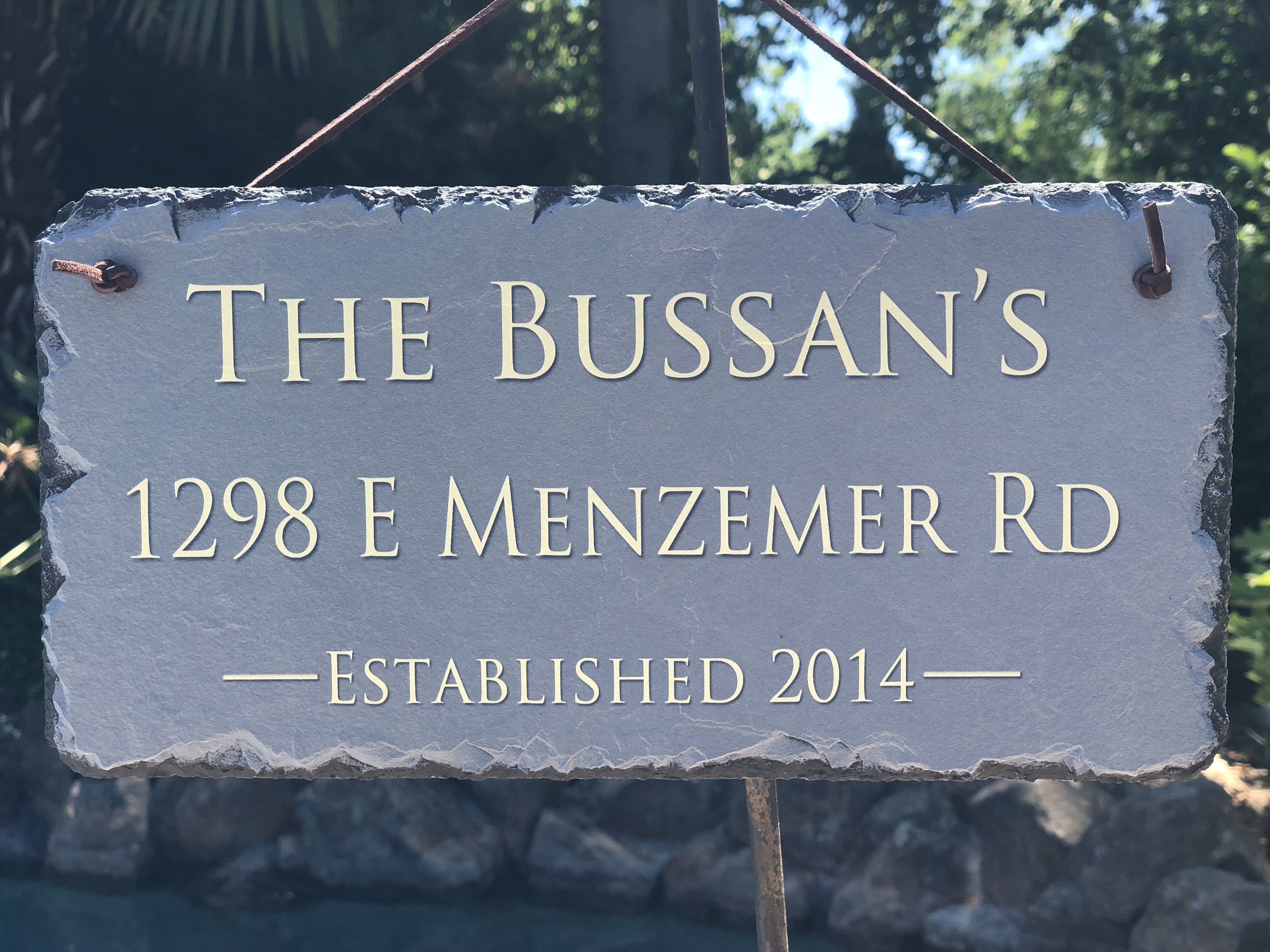 Blue Slate Three Line Wall Address Plaque