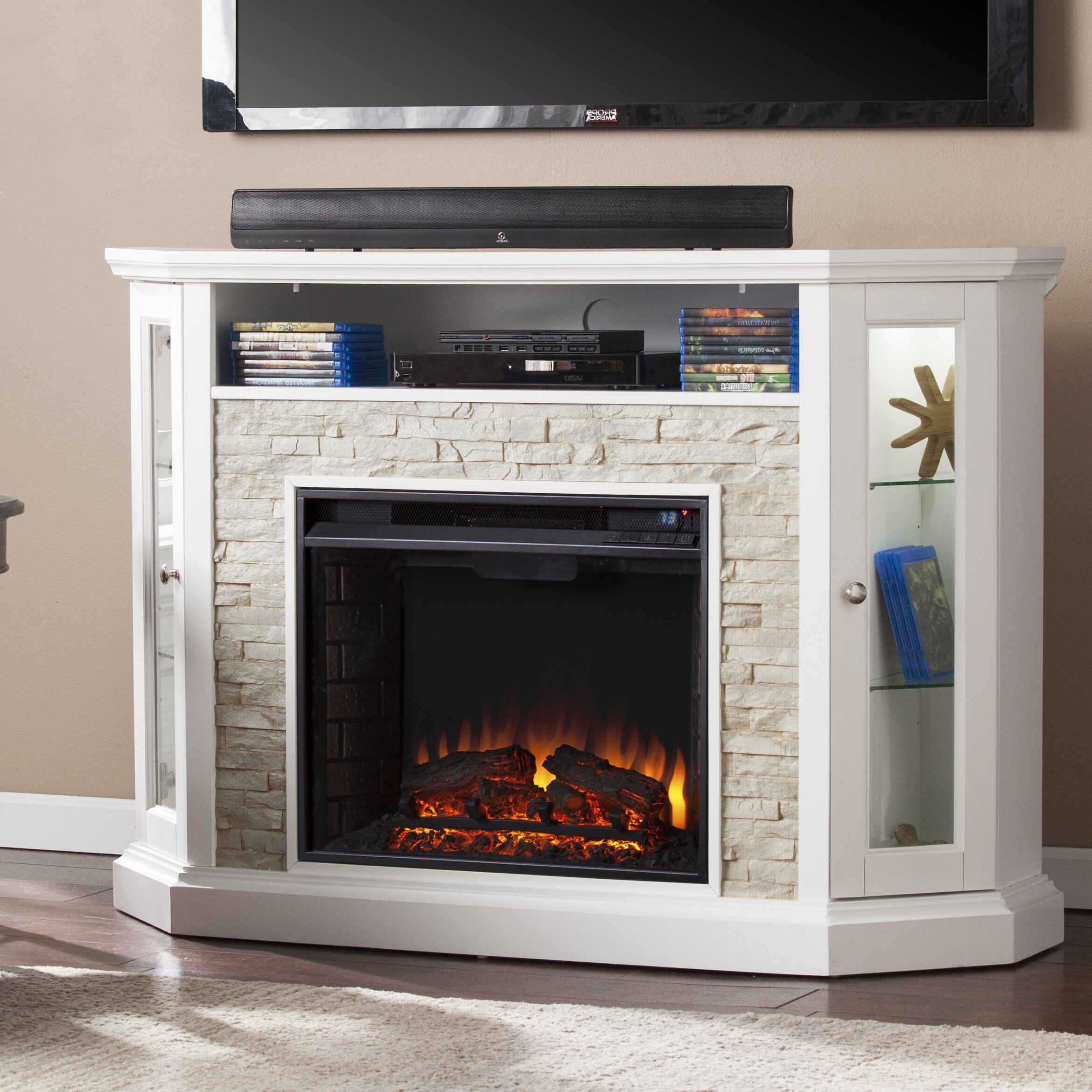 Boyer TV Stand for TVs up to 58" with Electric Fireplace Included