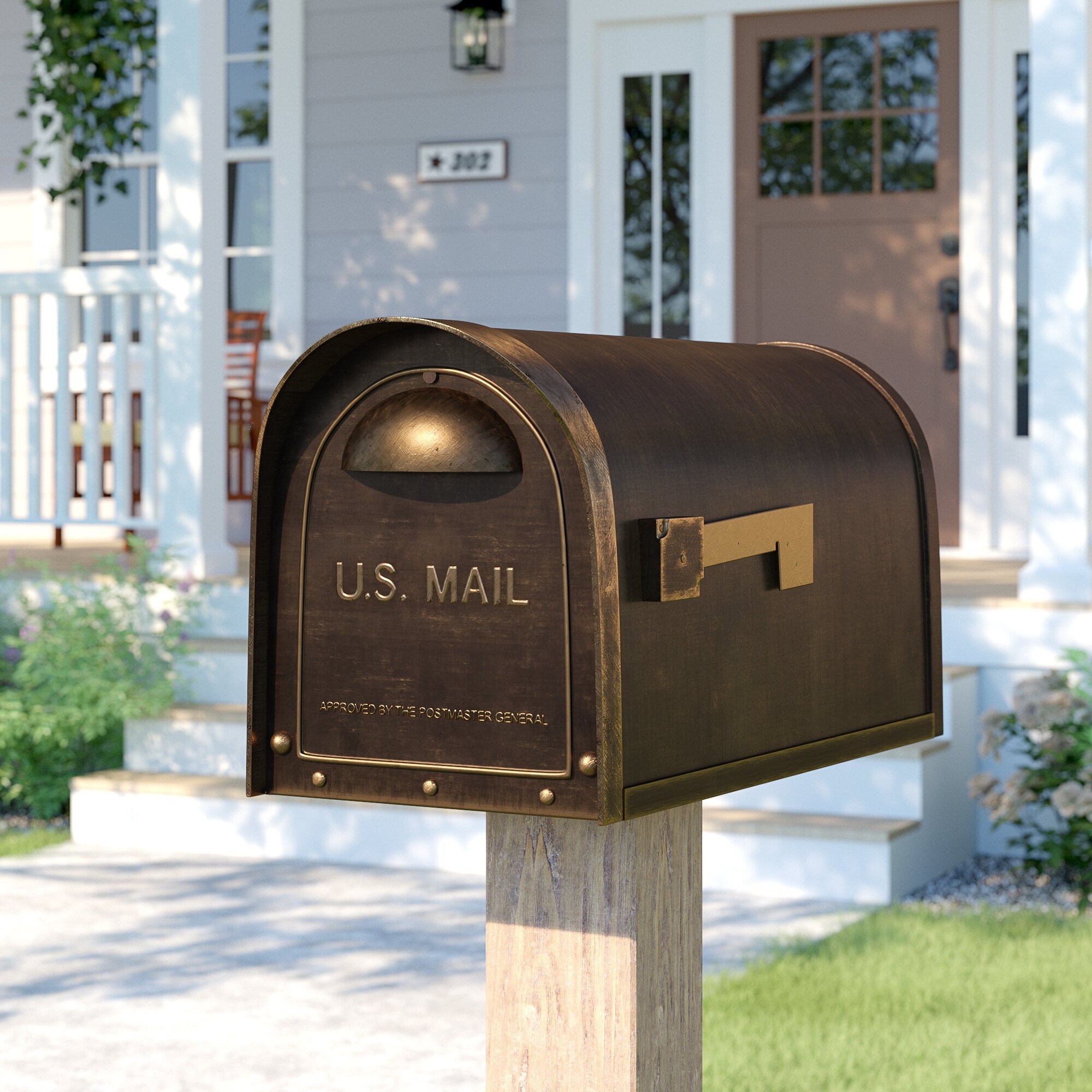 Bronze Aluminum Post Mounted Mailbox