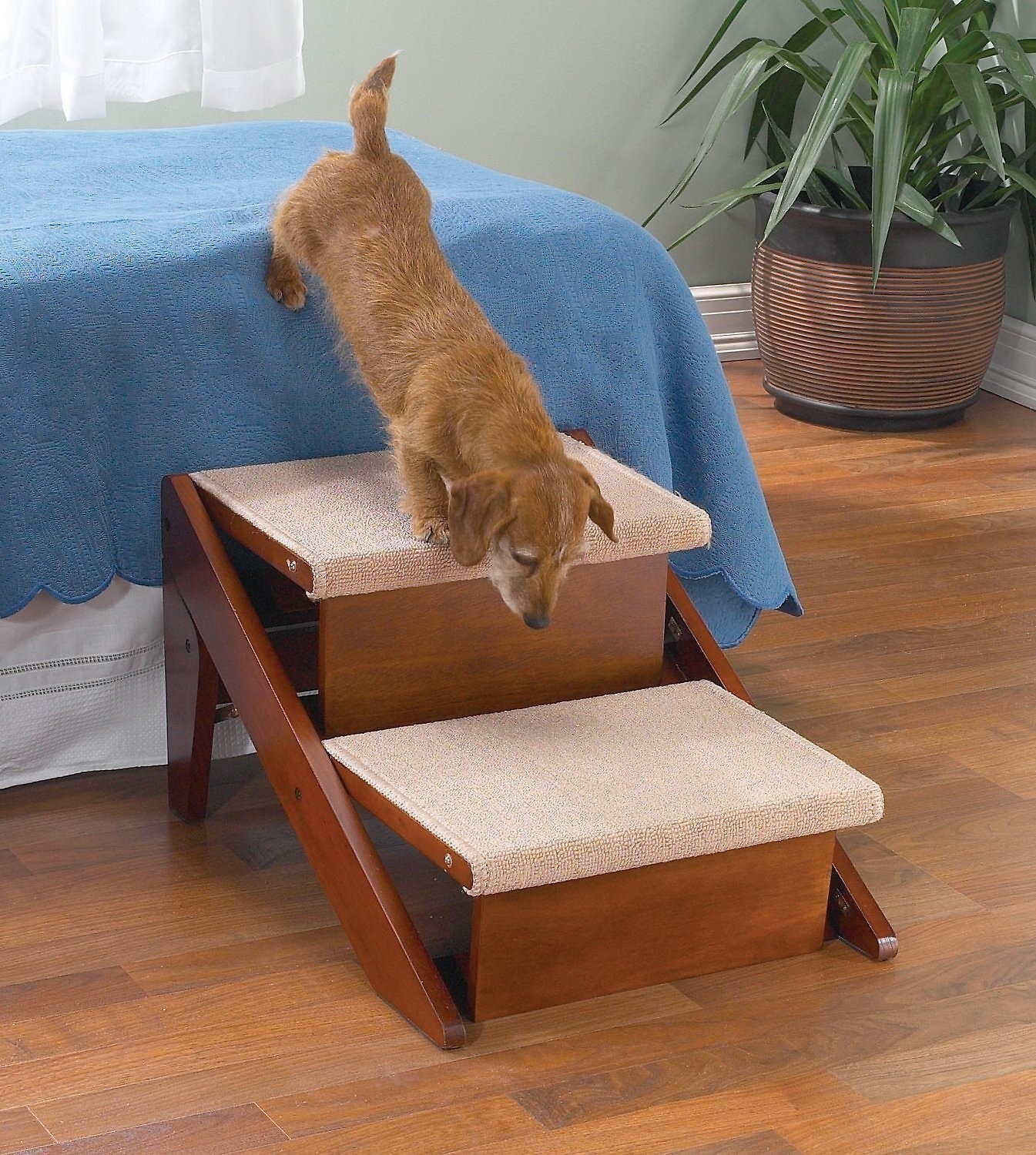 Brown 2 Step Wooden Pet Stair