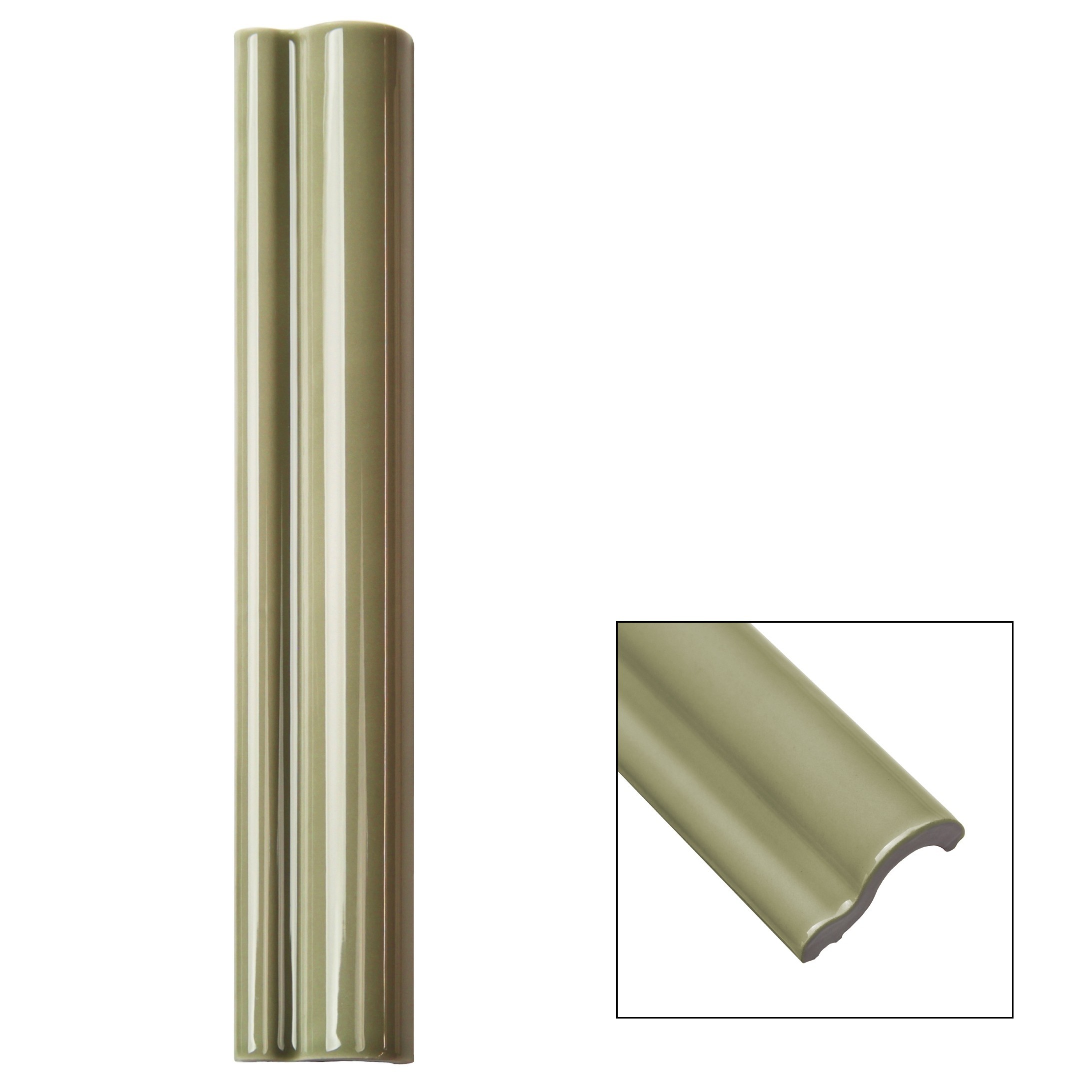 Catalina 12" x 2" Ceramic Quarter Round Tile Trim in Green