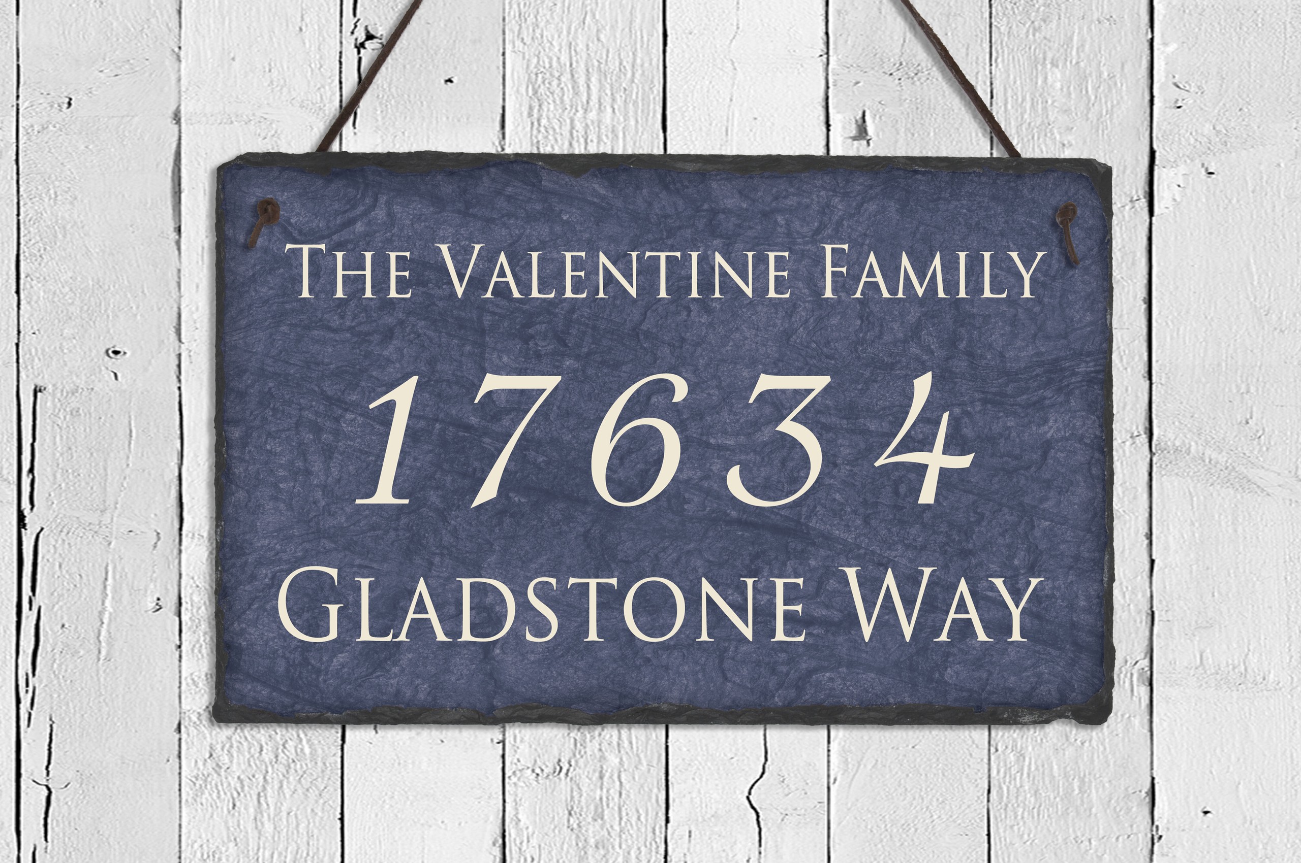 Dark Blue Three Line Home Wall Address Plaque