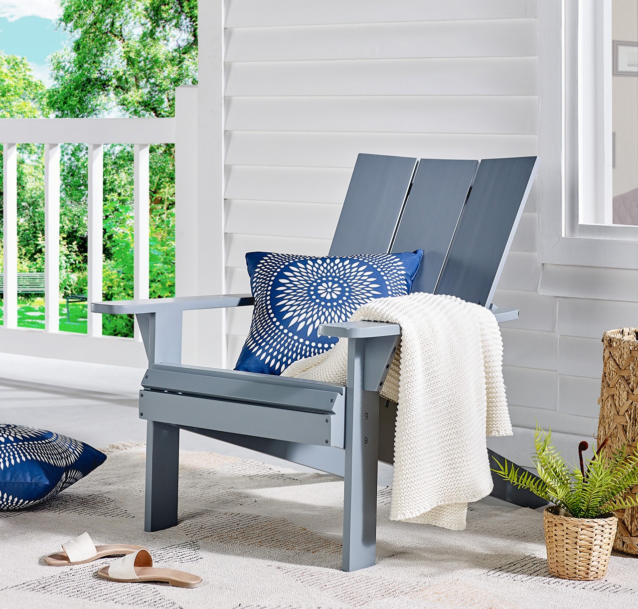 Deleon Acacia Solid Wood Adirondack Chair