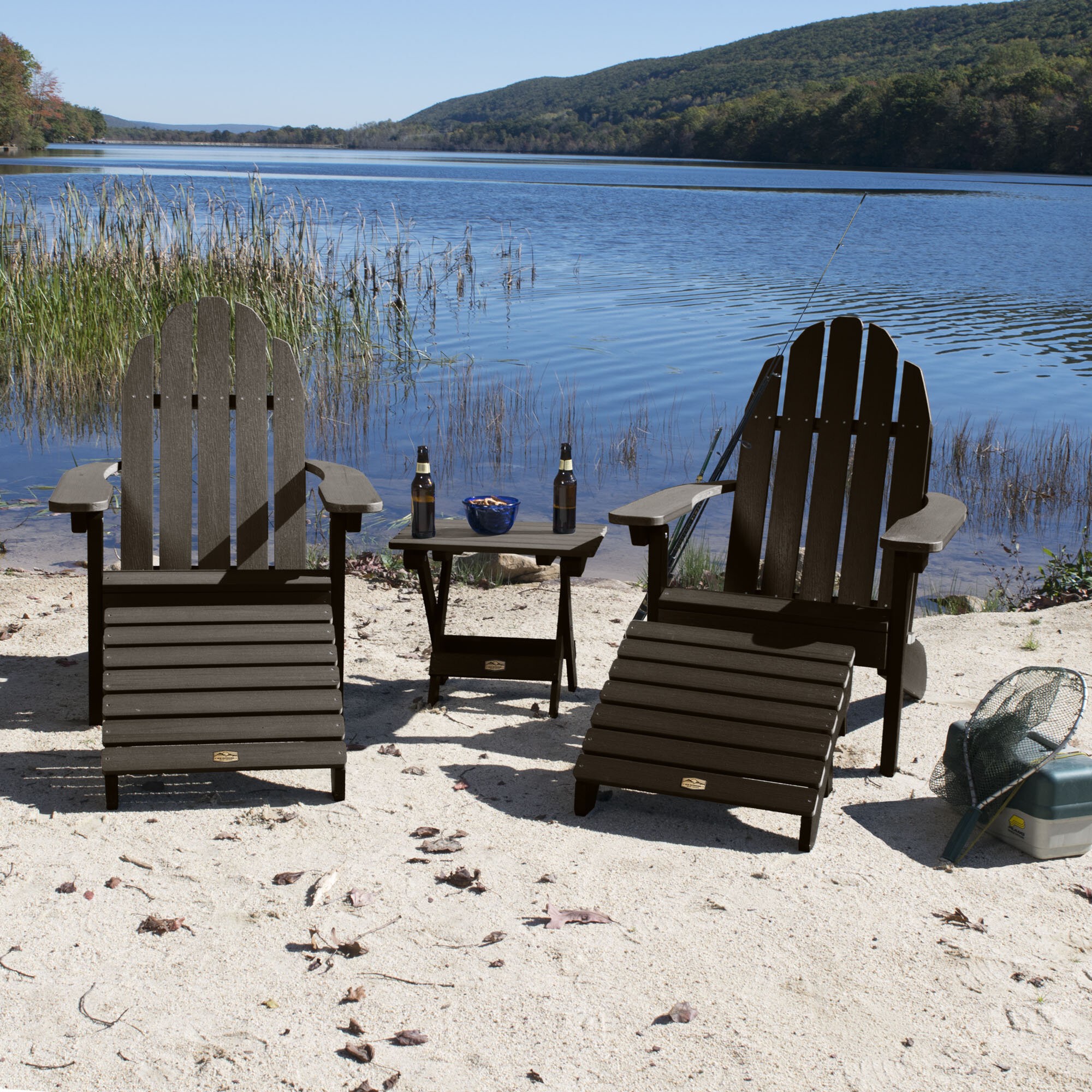 Detrick Plastic Adirondack Chair with Ottoman (Set of 5)