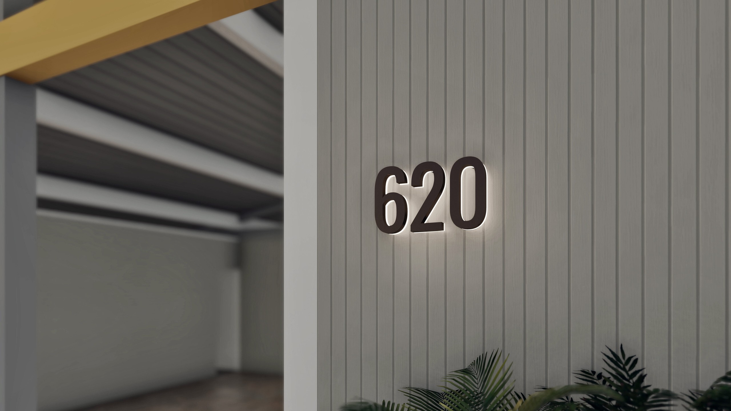 Floating House Number With Lights