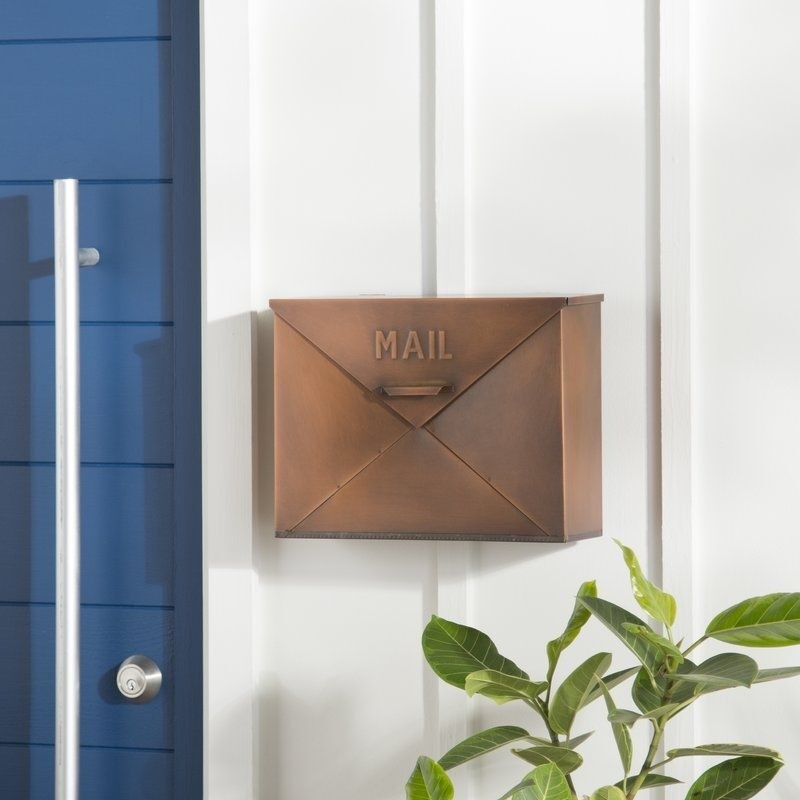 Gold Metallic Metal Wall Mounted Mailbox