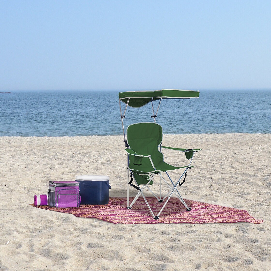 Gray Metal Forest Green Mesh Canopy Camping Chair
