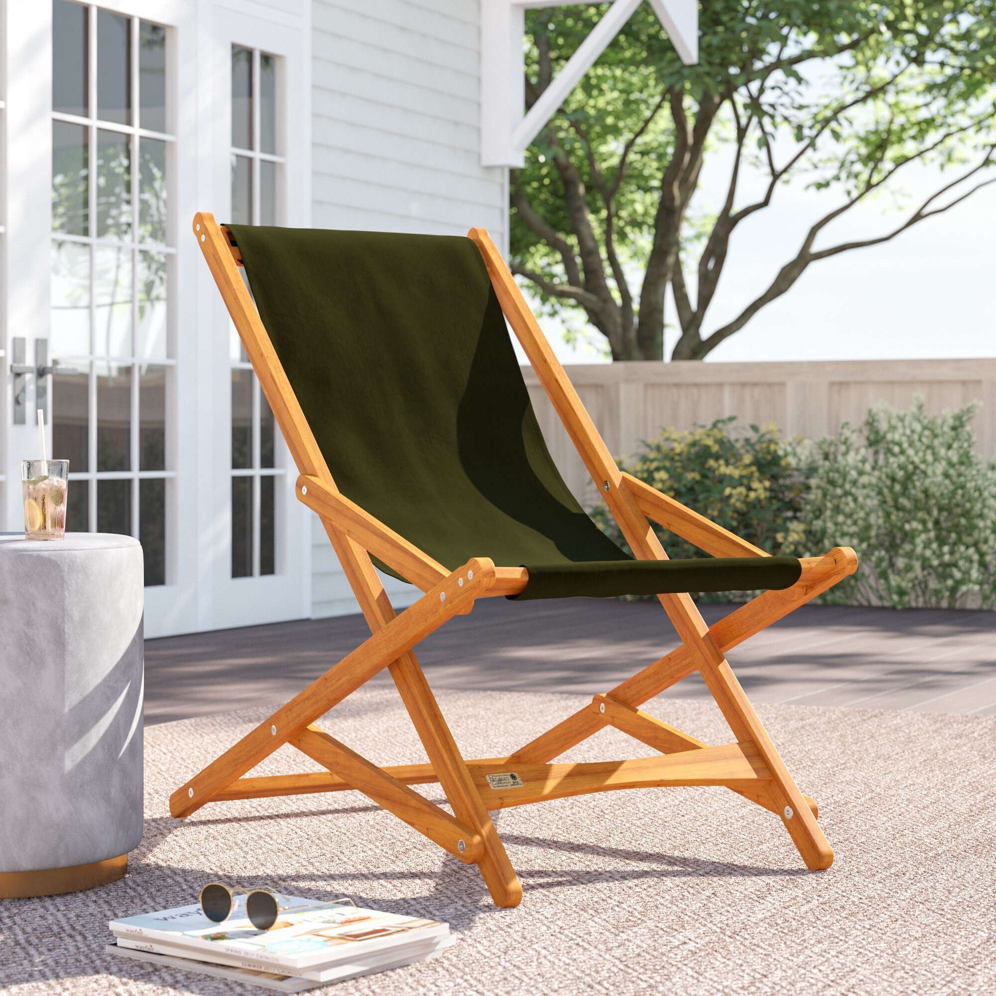 Hunter Green Wood Glider Chair