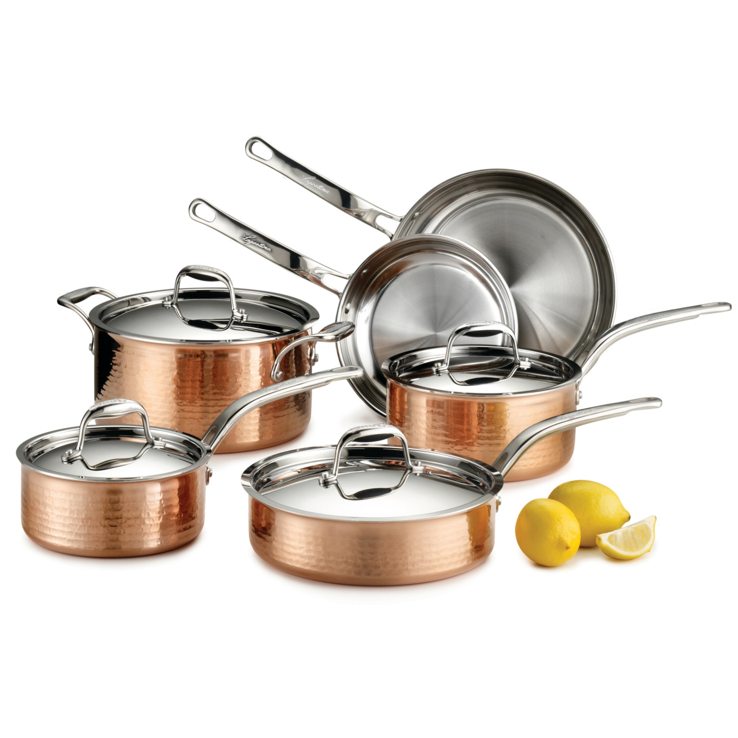 Lagostina Martellata 10 Piece Copper Non Stick Cookware Set