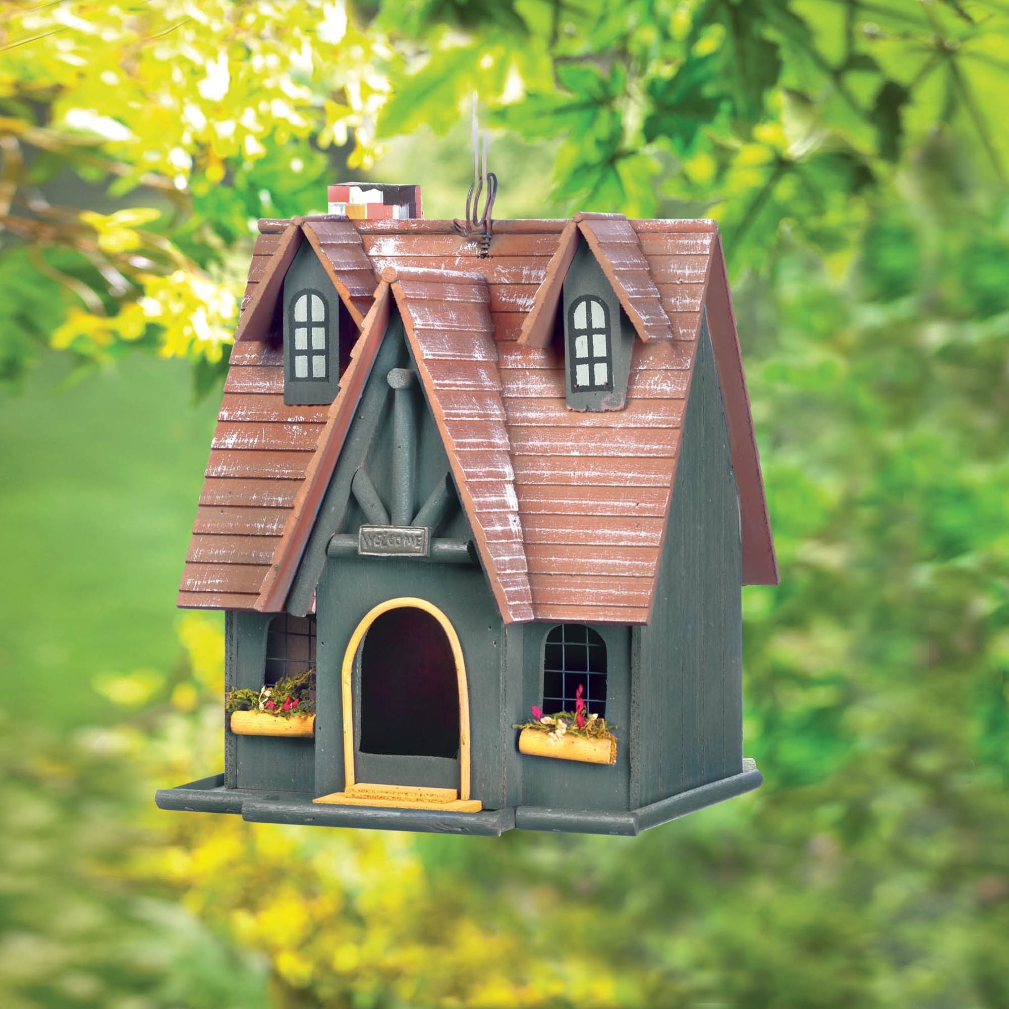 Luetta Fairytale Cottage 13 in x 10 in x 9 in Hanging Birdhouse