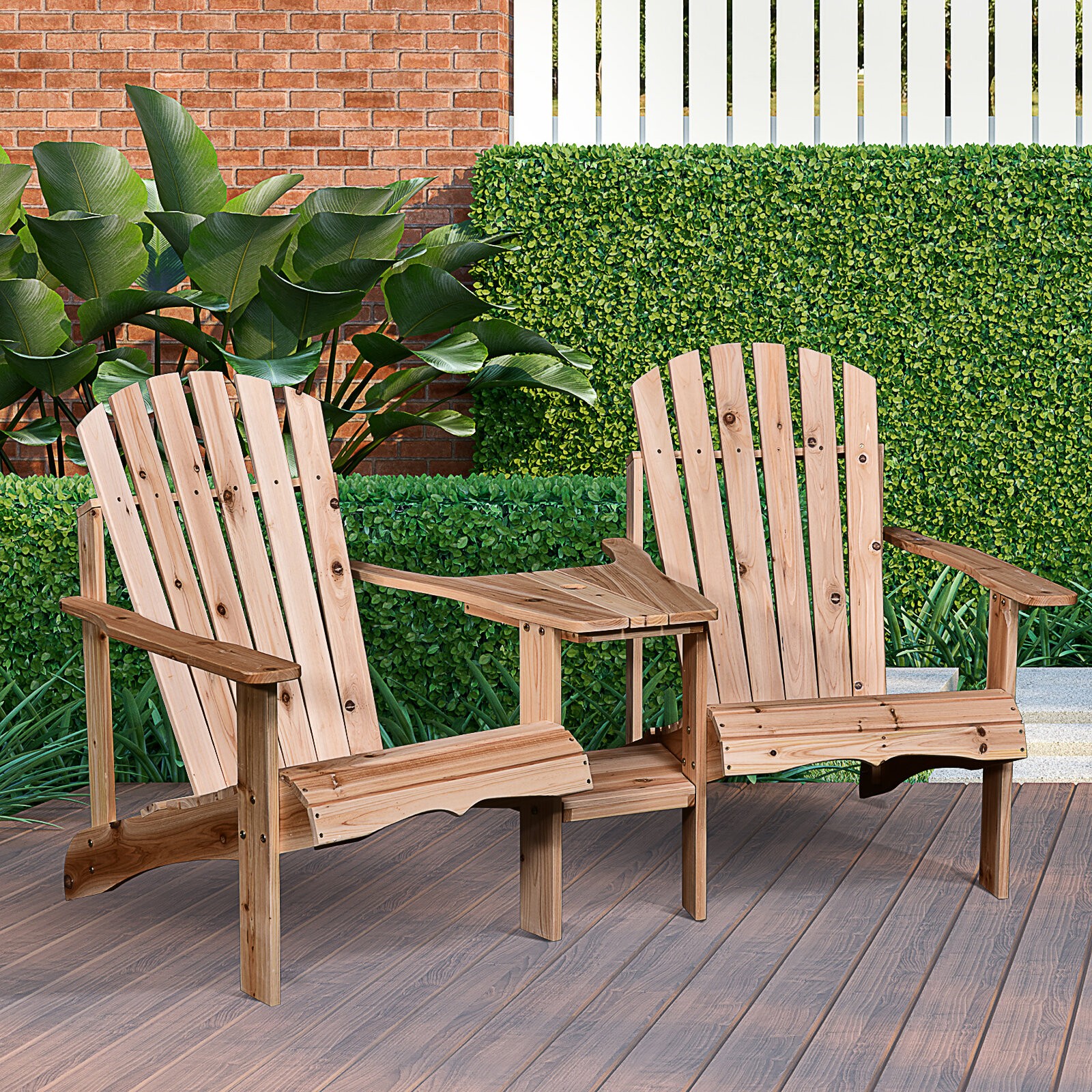 Mckelvy Fir Adirondack Chair with Table