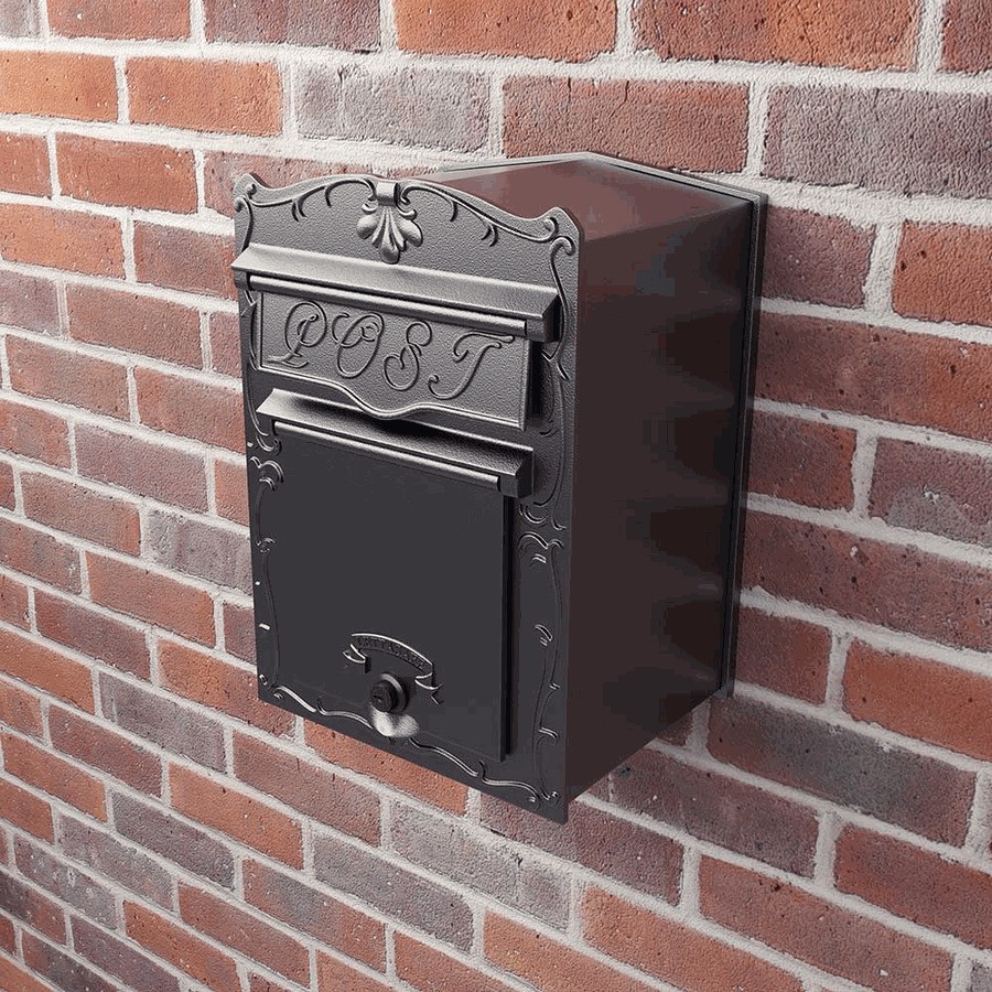 Medium Black Aluminum Wall Mounted Mailbox