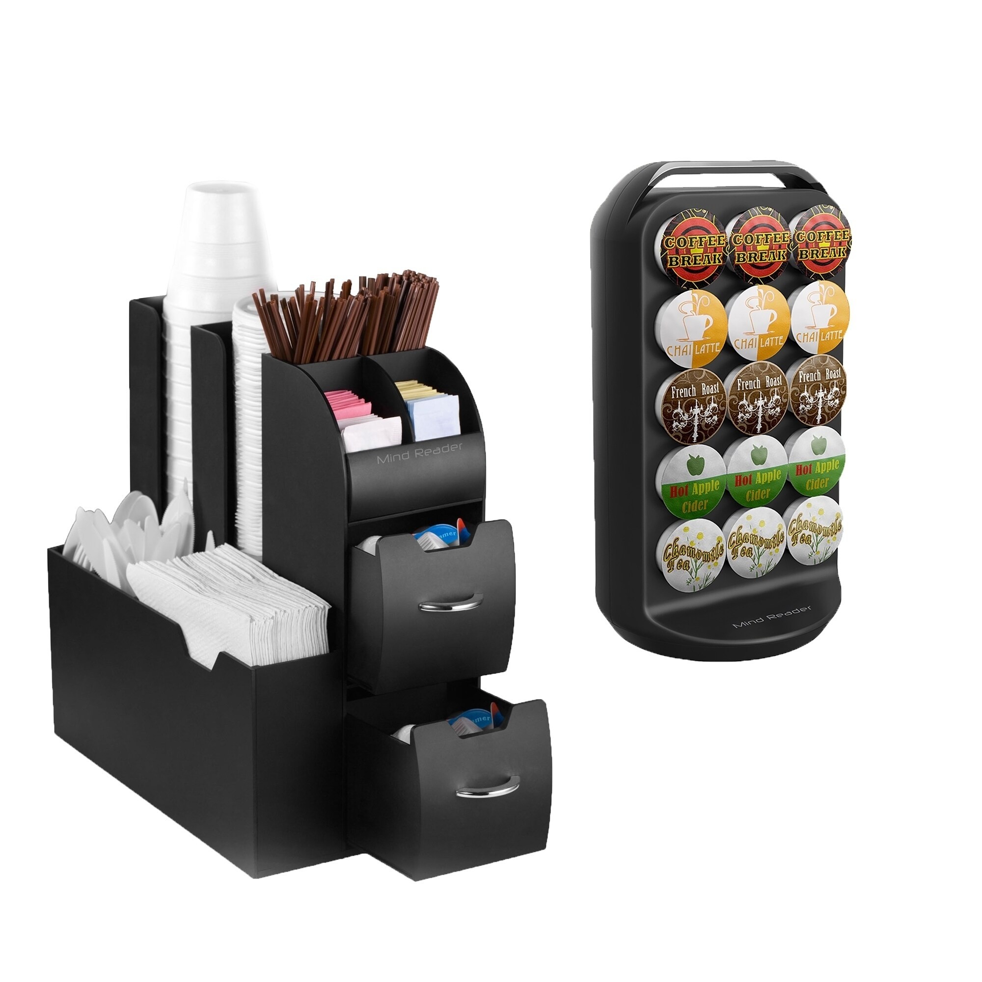 Mind Reader 30 K-Cup Carousel and Coffee Condiment Caddy Organizer