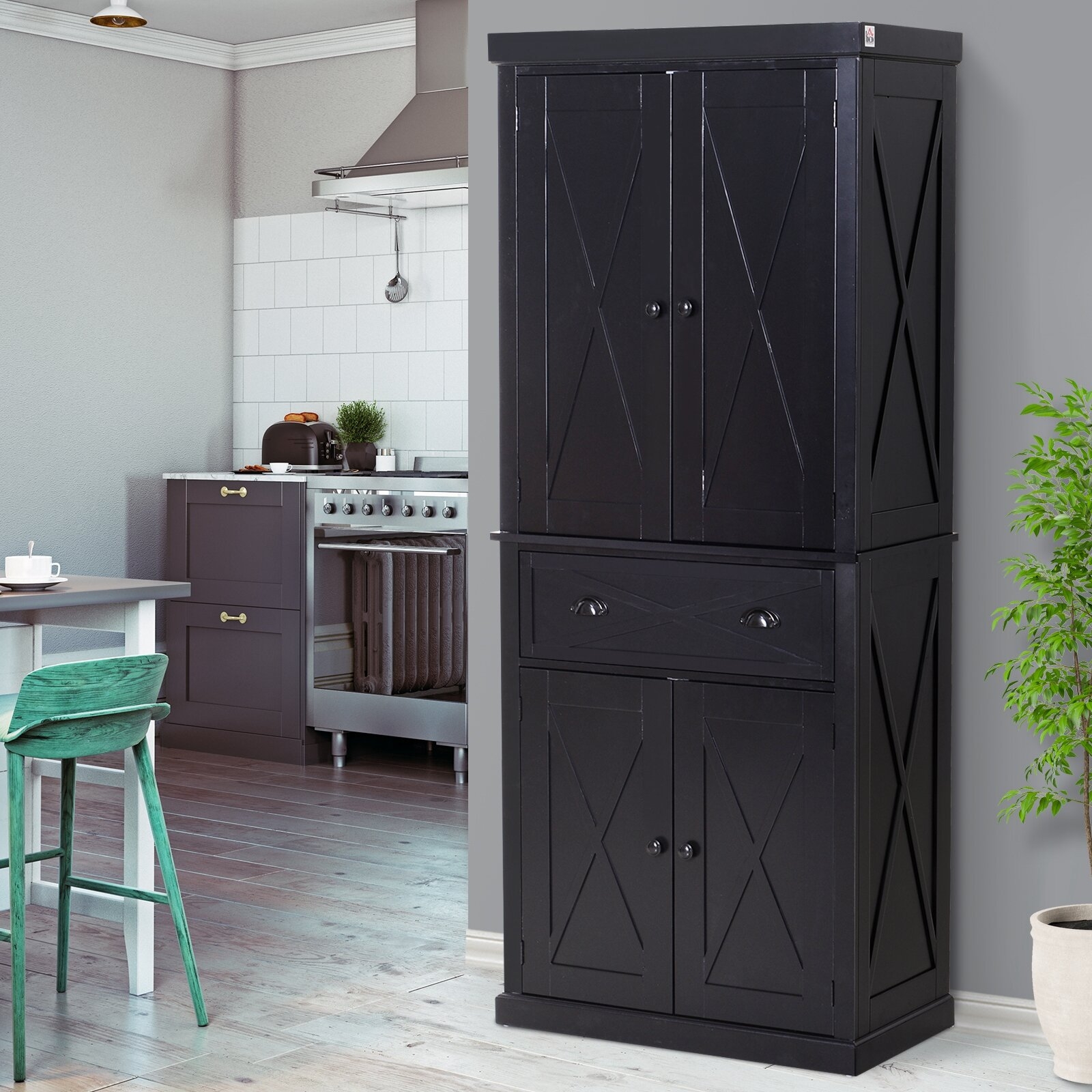 Mystic Wood Storage 73" Kitchen Pantry