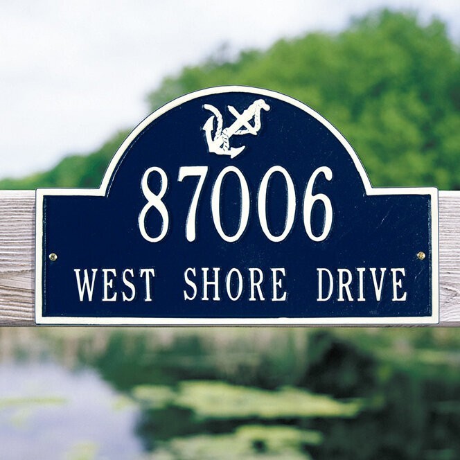 Nautical Two Line Wall Address Plaque