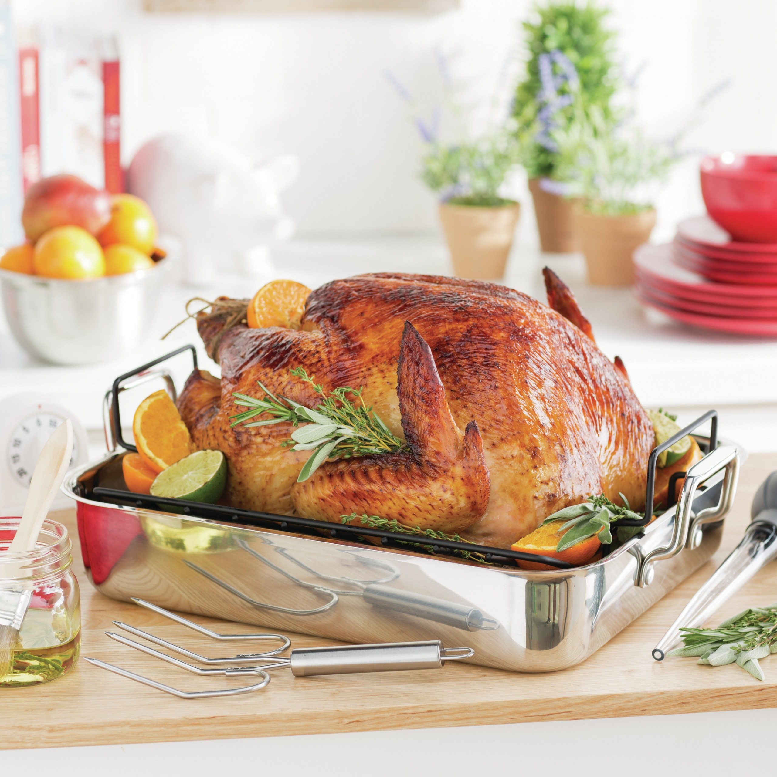 Oneida 16 in. Non-Stick Stainless Steel Roasting Pan