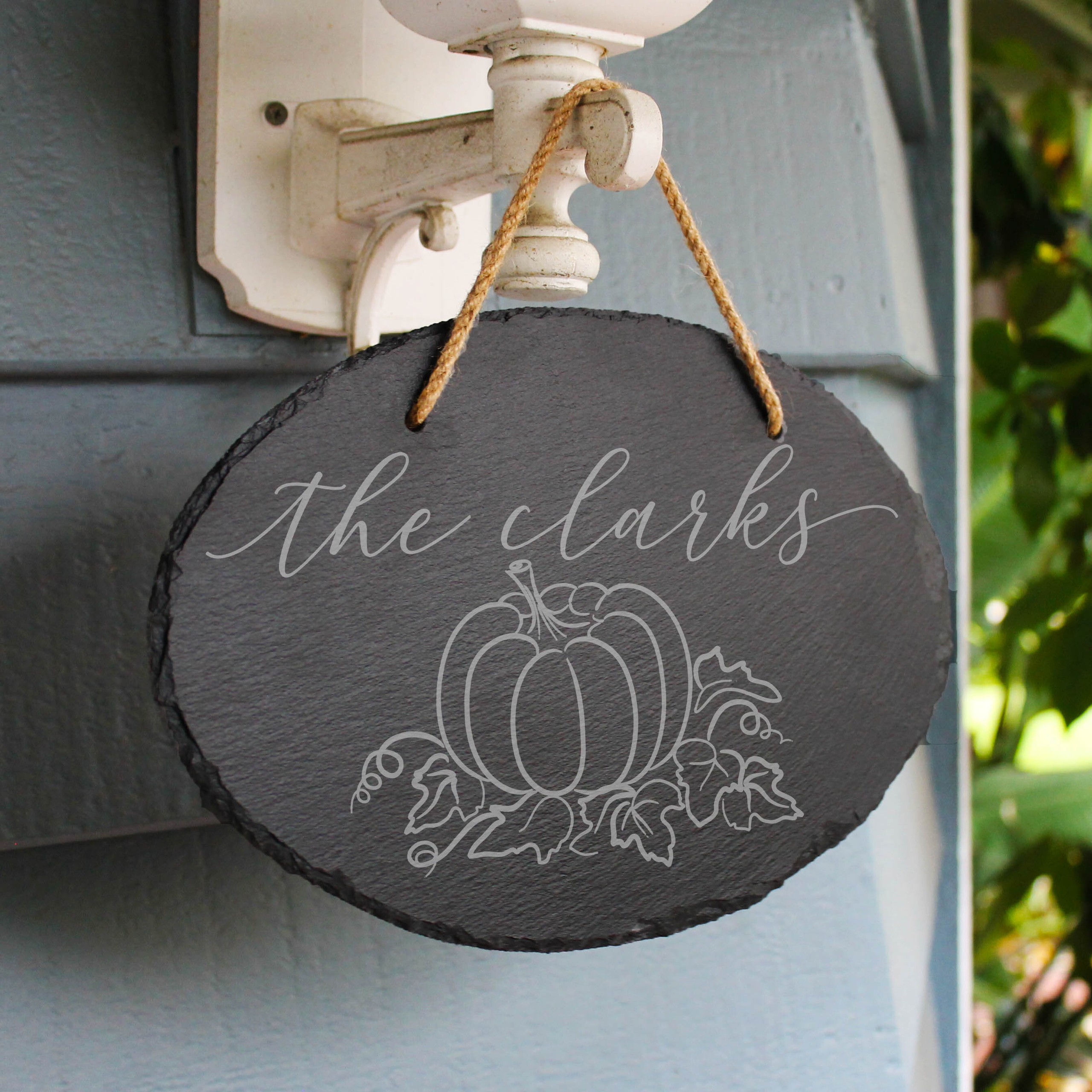 Oval Black Slate Hanging Address Plaque