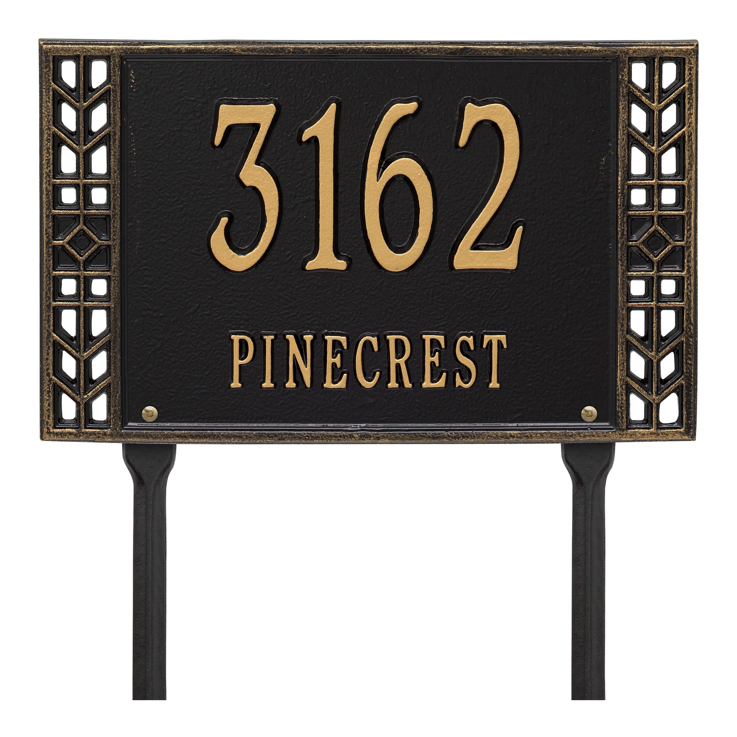 Personalized Two Line Black And Gold Address Plaque