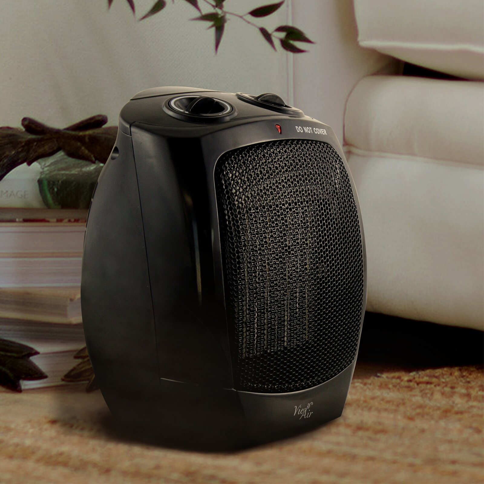 Portable 2 Settings Ceramic Office 1,500 Watt Electric Fan Compact Heater with Adjustable Thermostat