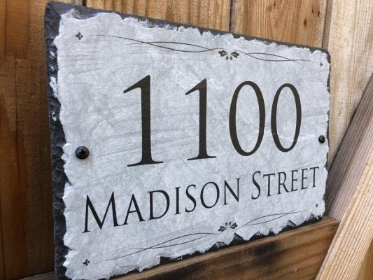 Rustic Slate Line Wall Address Plaque