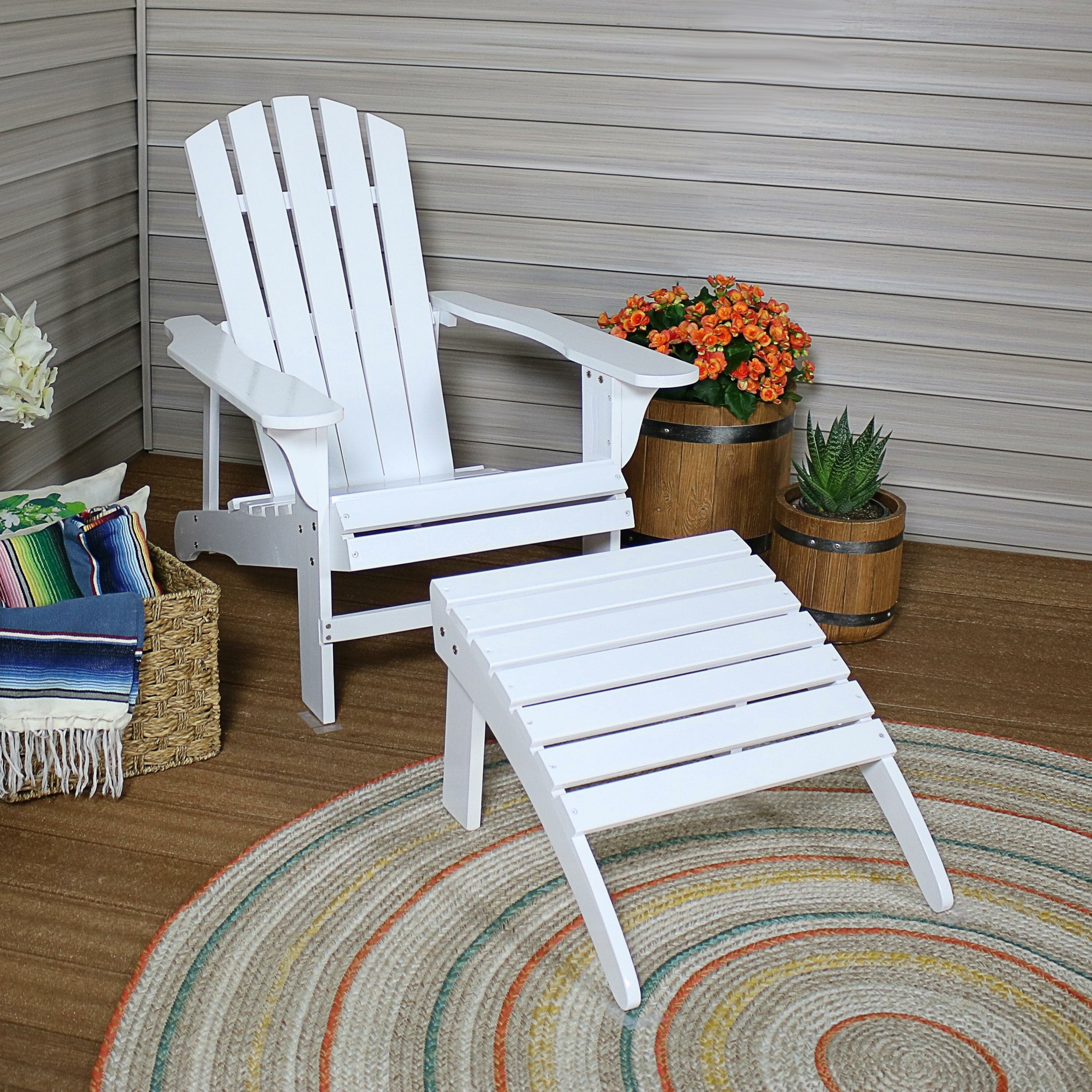 Sherrill Classic Solid Wood Adirondack Chair with Ottoman