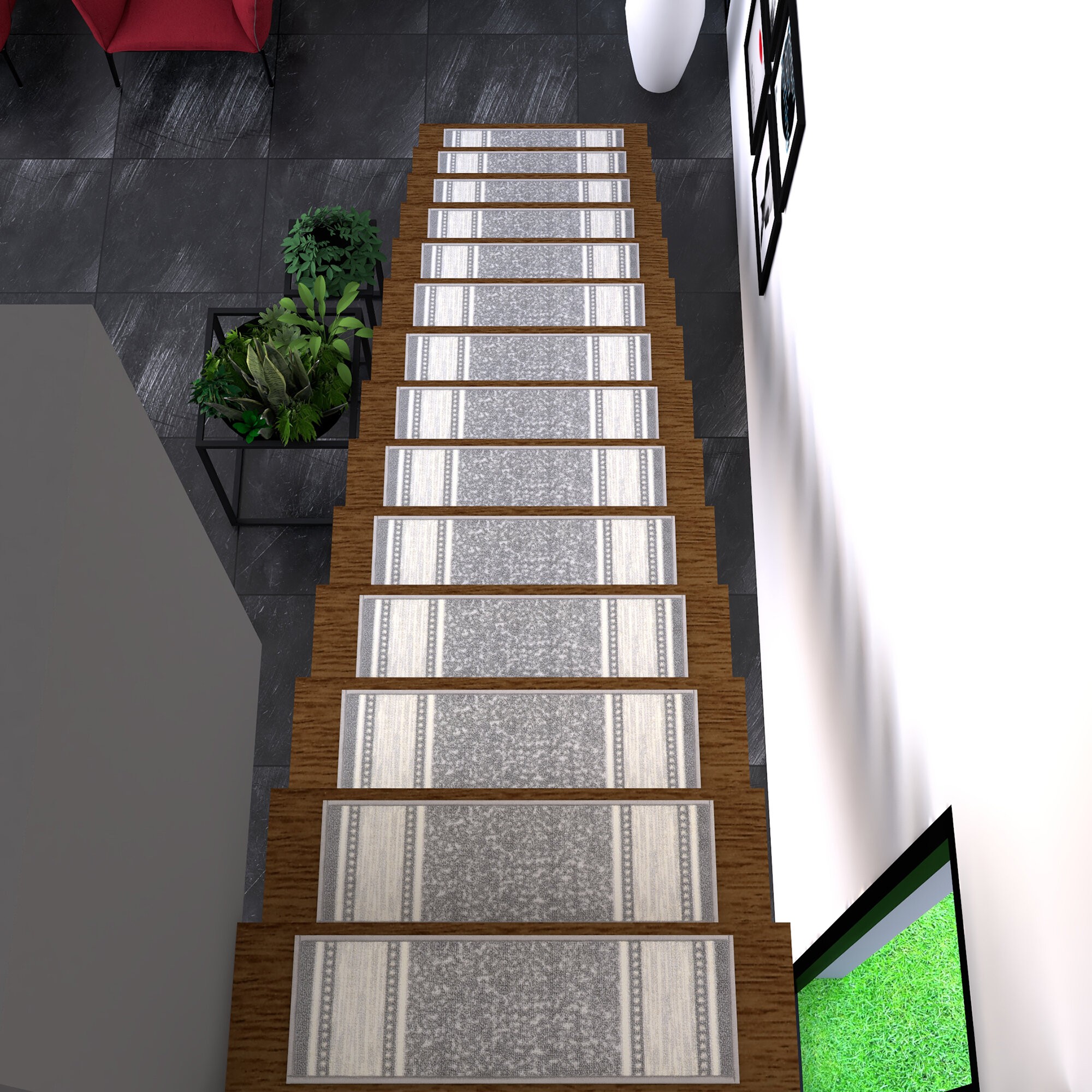 Skelmersdale Bordered Design Stair Tread (Set of 7)